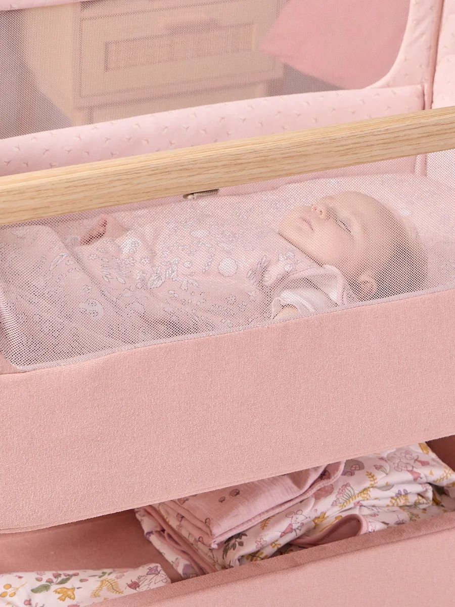 Кровать (колыбель) Tutti Bambini CoZee Air 2 51х80,5 см Дуб/Розовый (Drifted Oak and Blush) c колесами и качалкой 211207/3776
