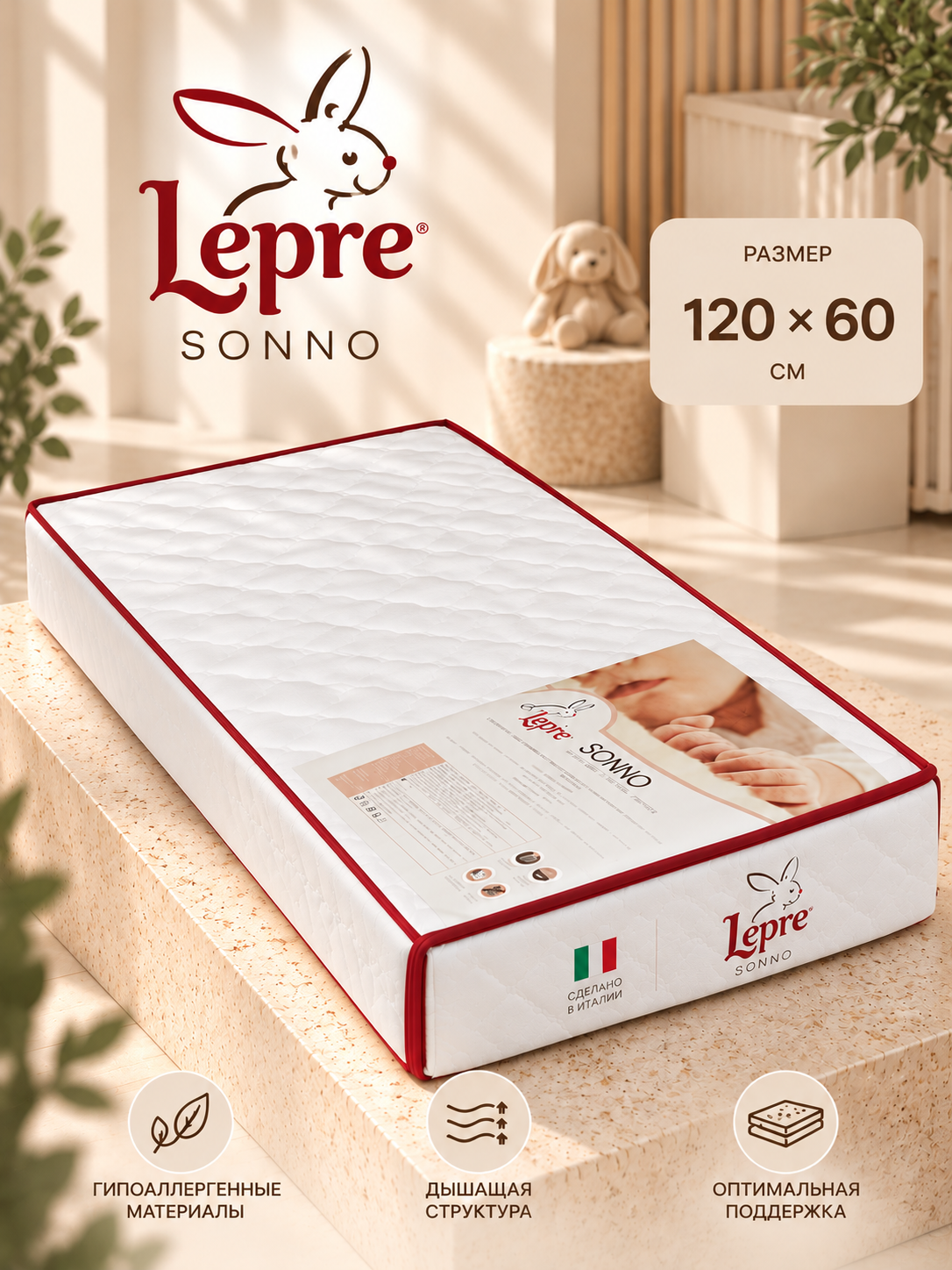 Матрас в кроватку Lepre Sonno 120x60 см