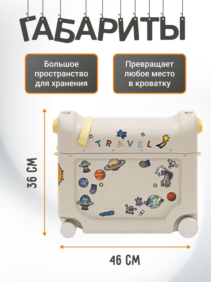 Чемодан-трансформер JetKids by Stokke BedBox V4 Moongl White, ручная кладь вместительный и компактный
