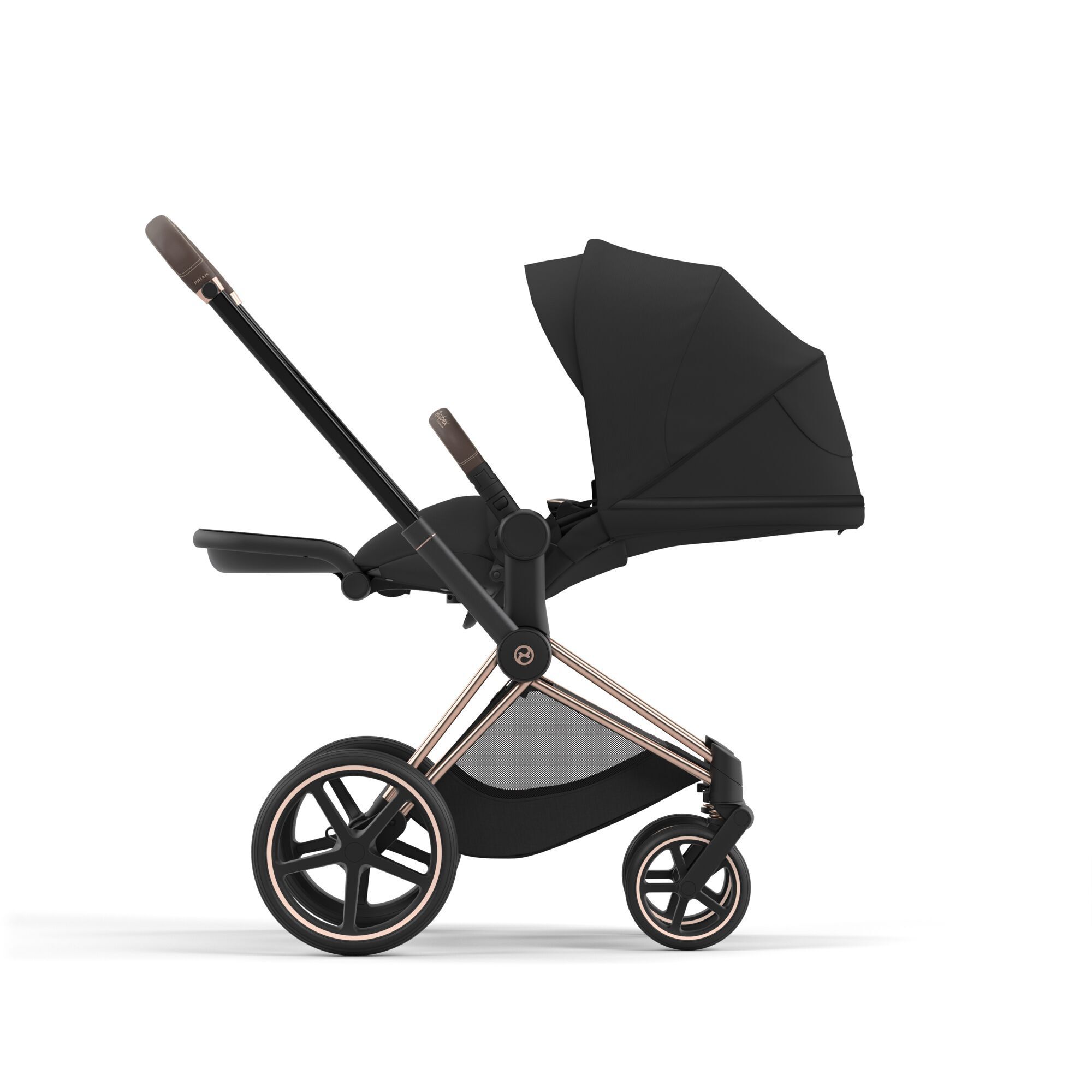 Cybex Priam IV 4 в 1 Rosegold цвет Sepia Black с автокреслом Cloud T i-Size Plus Sepia Black и базой Base T, коляска