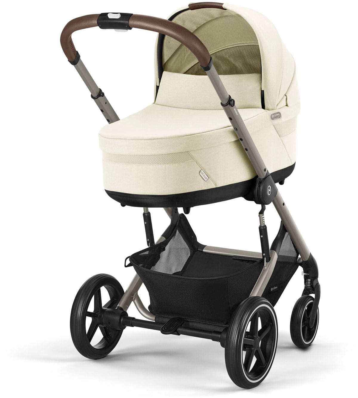 Cybex Balios S LUX NEW 3 в 1 Seashell Beige 2025 с автокреслом Aton B2 i-size Volcano Black, с дождевиком и адаптерами