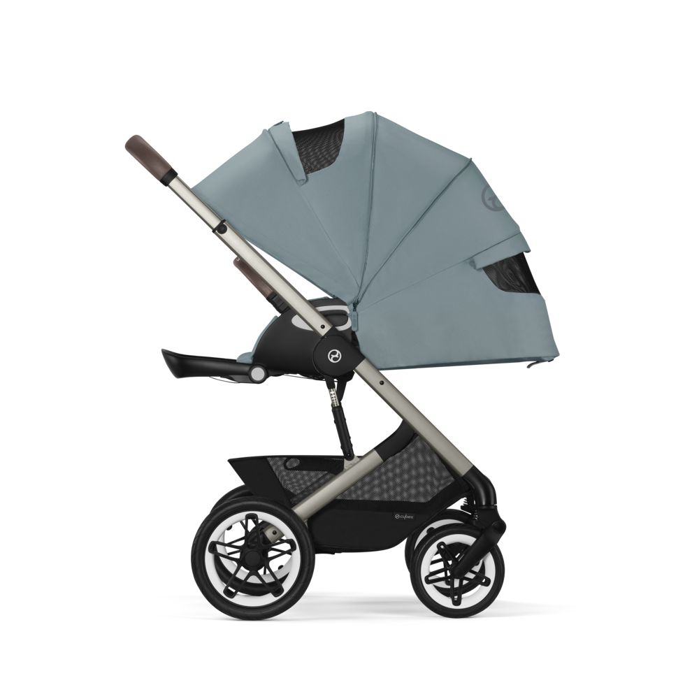 Коляска Cybex Talos S Lux BLK 2 в 1 цвет Stormy Blue в комплекте со спальным блоком Cot S и дождевиками
