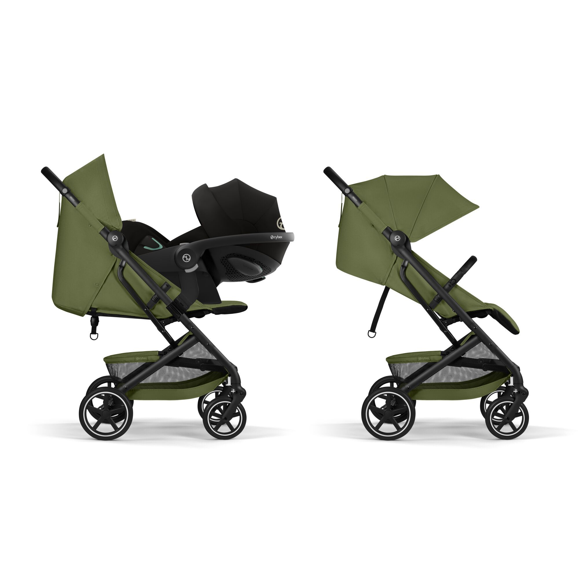 Коляска Cybex Beezy Moss Green 2026 с бампером и дождевиком