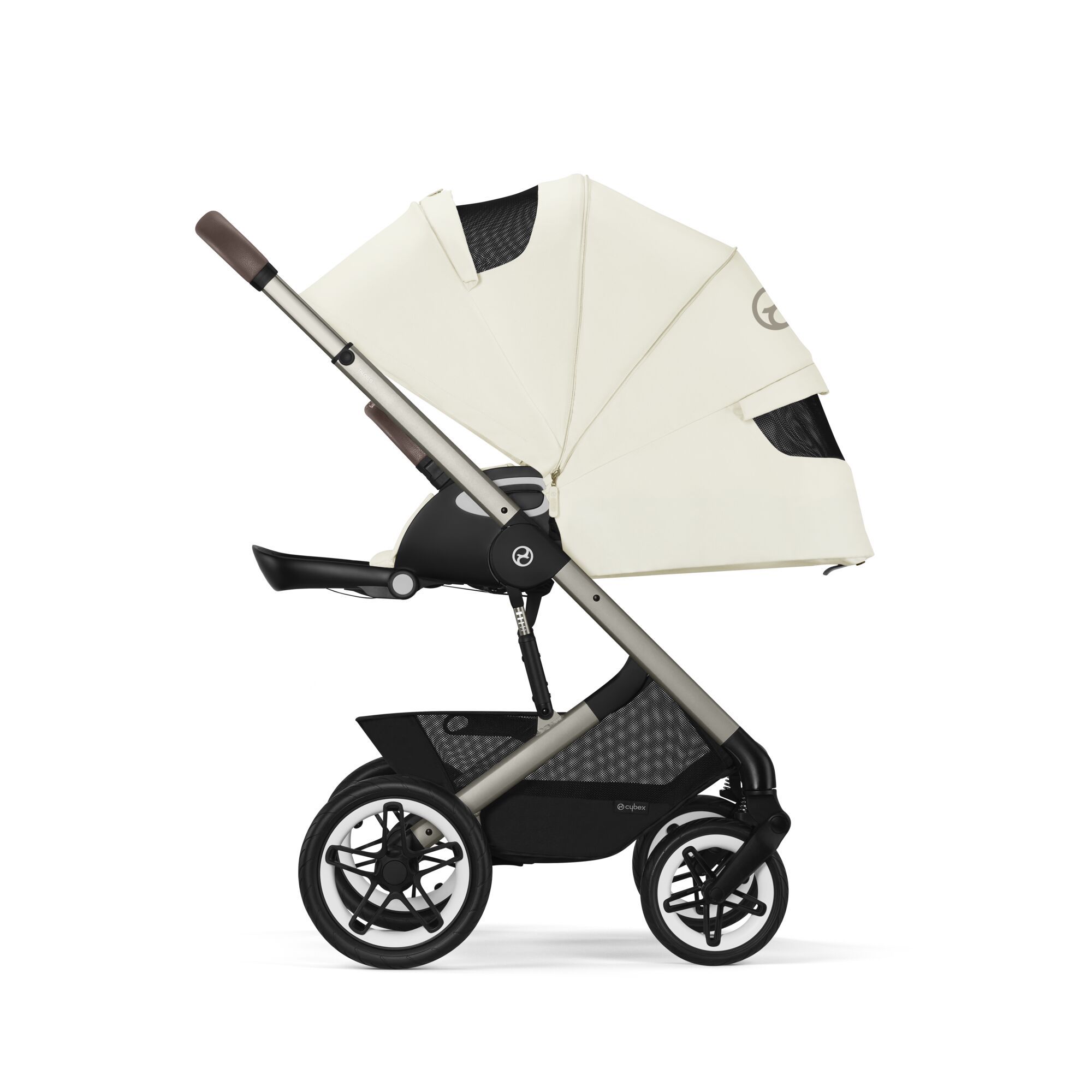 Коляска Cybex Talos S Lux BLK 2 в 1 цвет Seashell Beige в комплекте со спальным блоком Cot S и дождевиками
