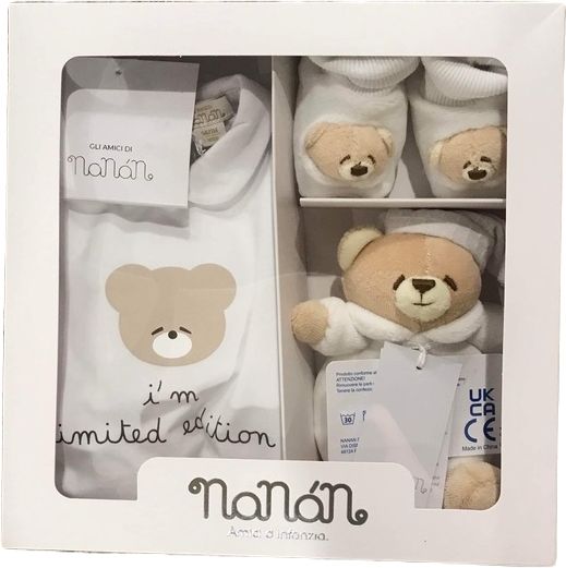 Подарочный набор Nanan "La mamma mi ha fatto bellissimo" 3 ед. белый 1 мес