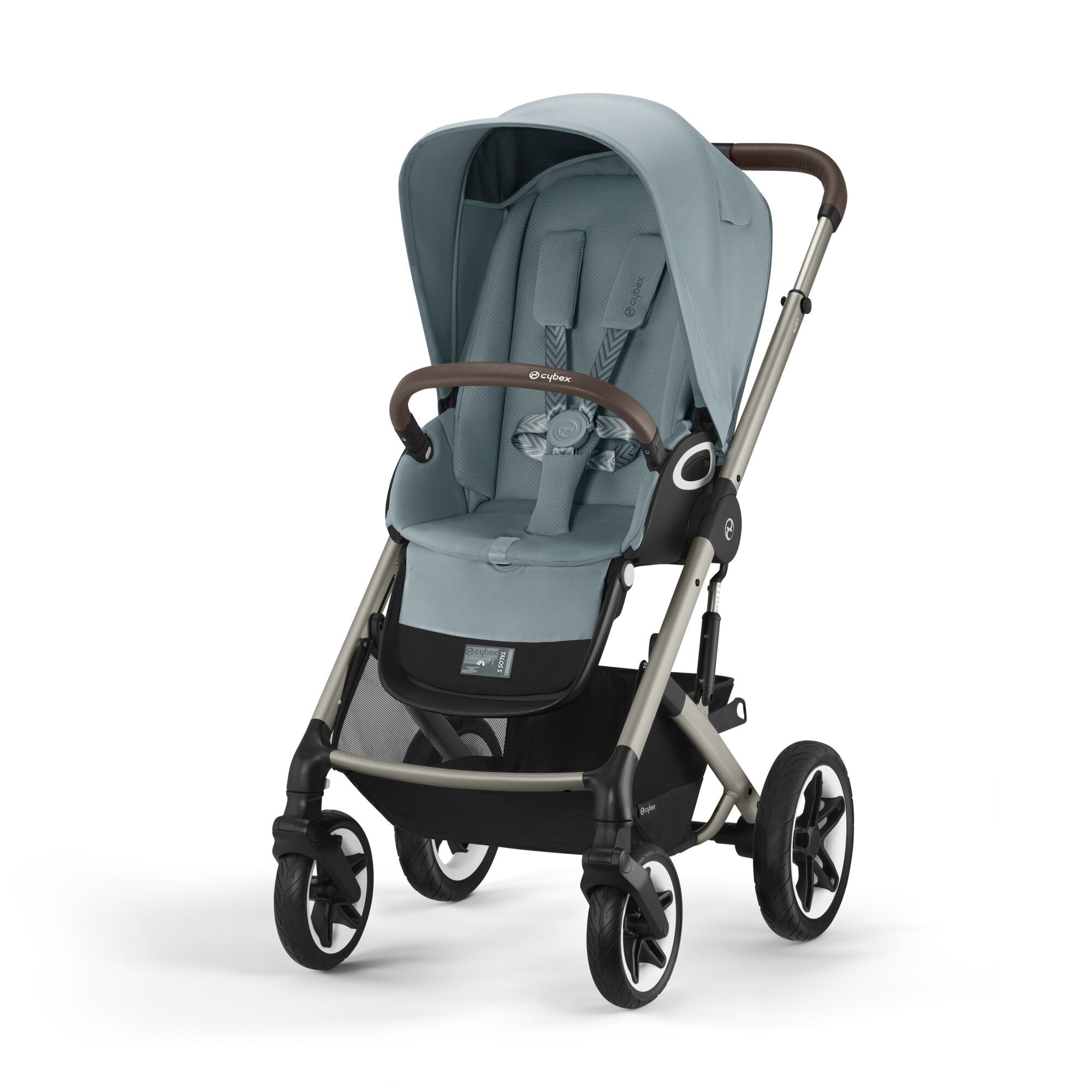 Коляска Cybex Talos S Lux BLK 2 в 1 цвет Stormy Blue в комплекте со спальным блоком Cot S и дождевиками