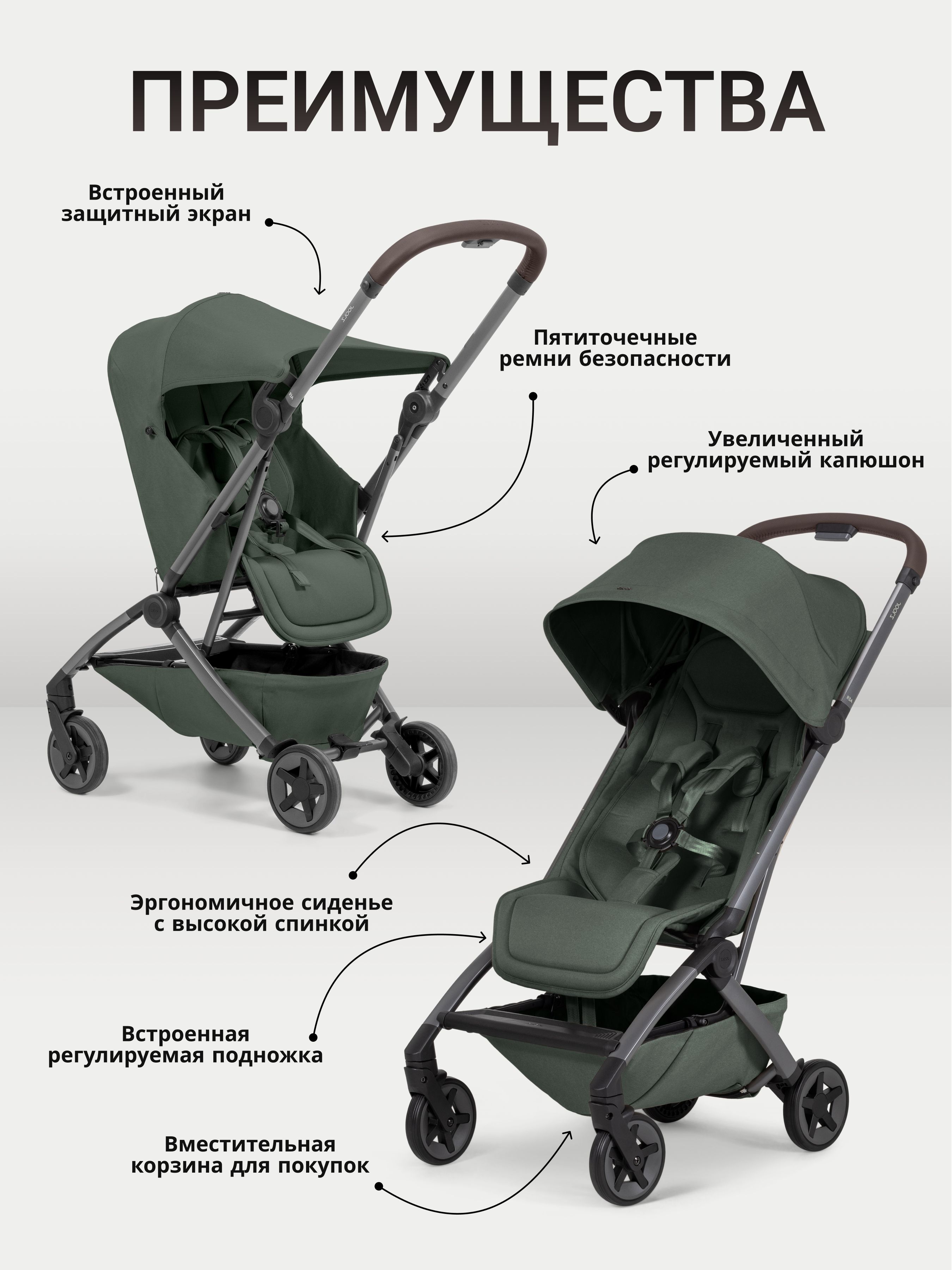 Коляска Joolz Aer2 Forest Green + Реверсивный блок + Сумка для перевозки