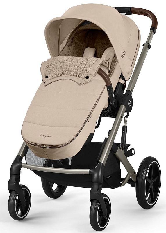 Коляска прогулочная Cybex Balios S LUX NEW Almond Beige с накидкой для ног и дождевиком