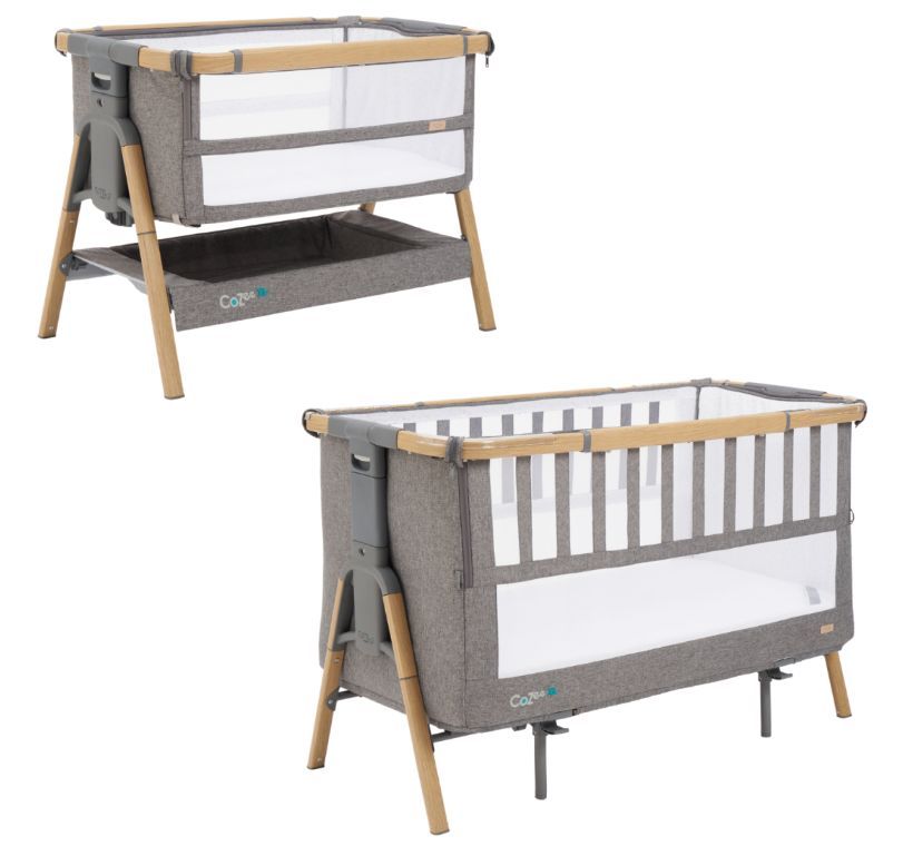 Кровать-трансформер приставная Tutti Bambini CoZee XL 120*60 см Oak/Charcoal 211209/3590 + Колеса