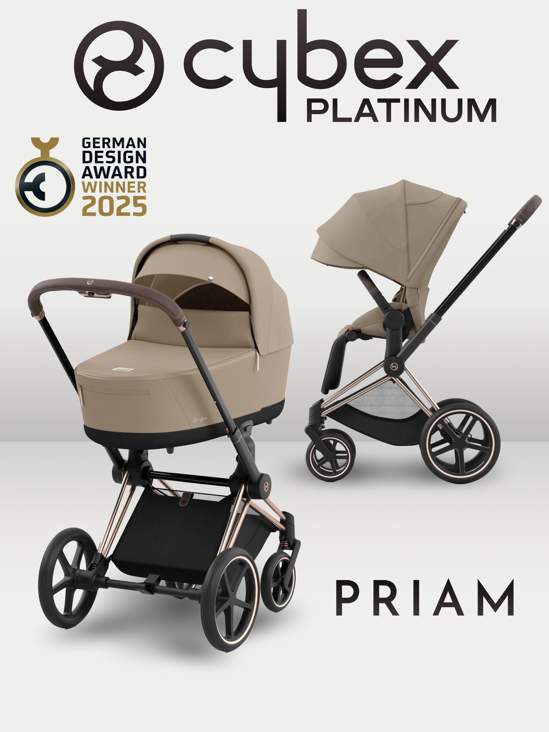 Коляска CYBEX Priam IV Rosegold 2 в 1 Cozy Beige
