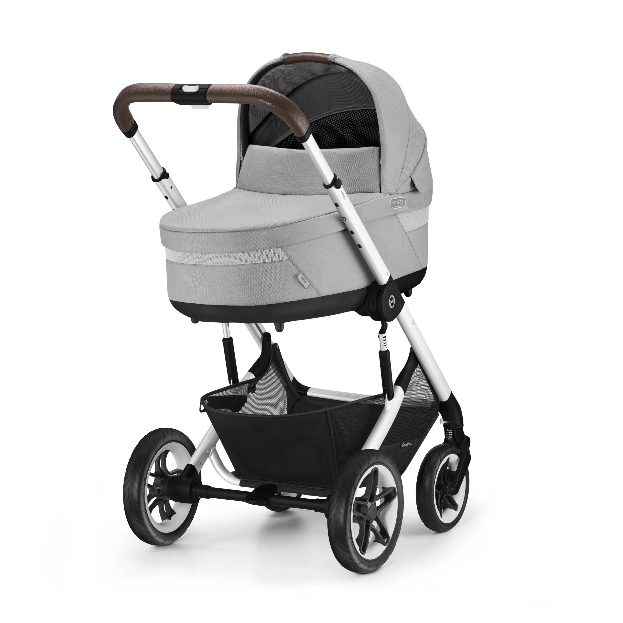 Коляска Cybex Talos S Lux BLK 2 в 1 цвет Stone Grey в комплекте со спальным блоком Cot S и дождевиками
