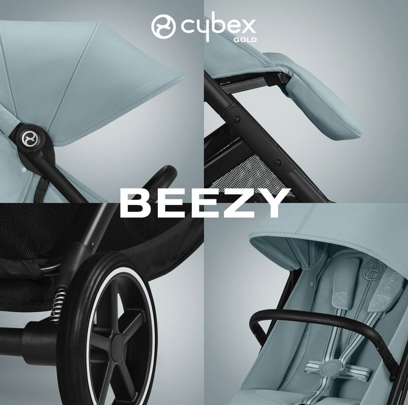 Коляска Cybex Beezy Stormy Blue 2026 с бампером и дождевиком