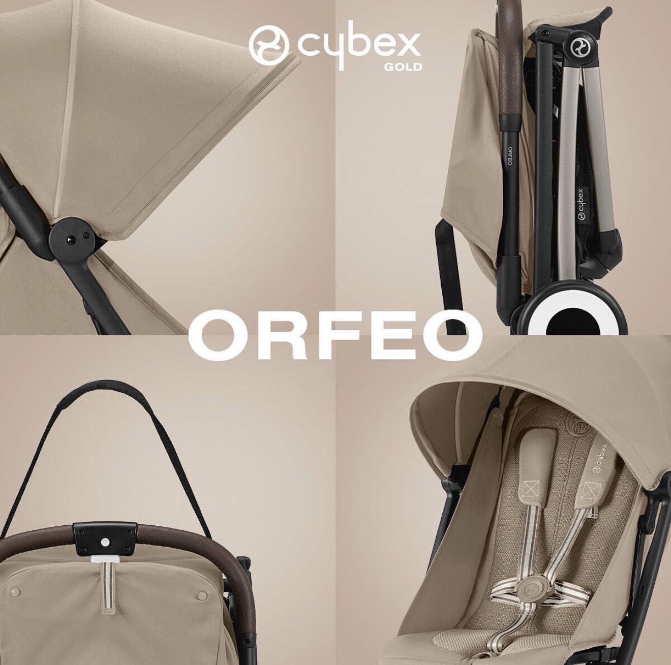 Прогулочная коляска Cybex Orfeo с дождевиком и бампером, TPE Almond Beige