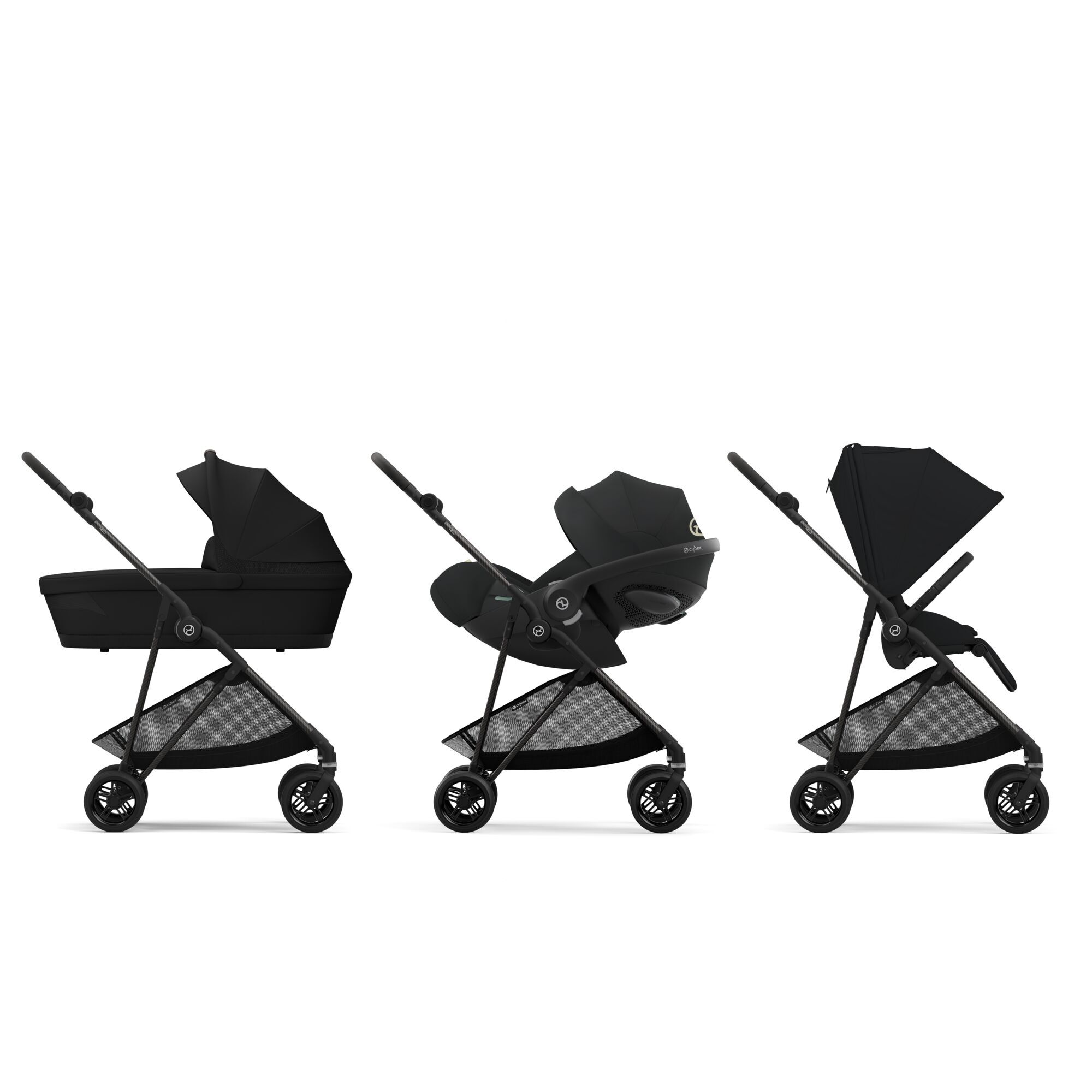 Коляска прогулочная Cybex Melio Carbon Magic Black с дождевиком