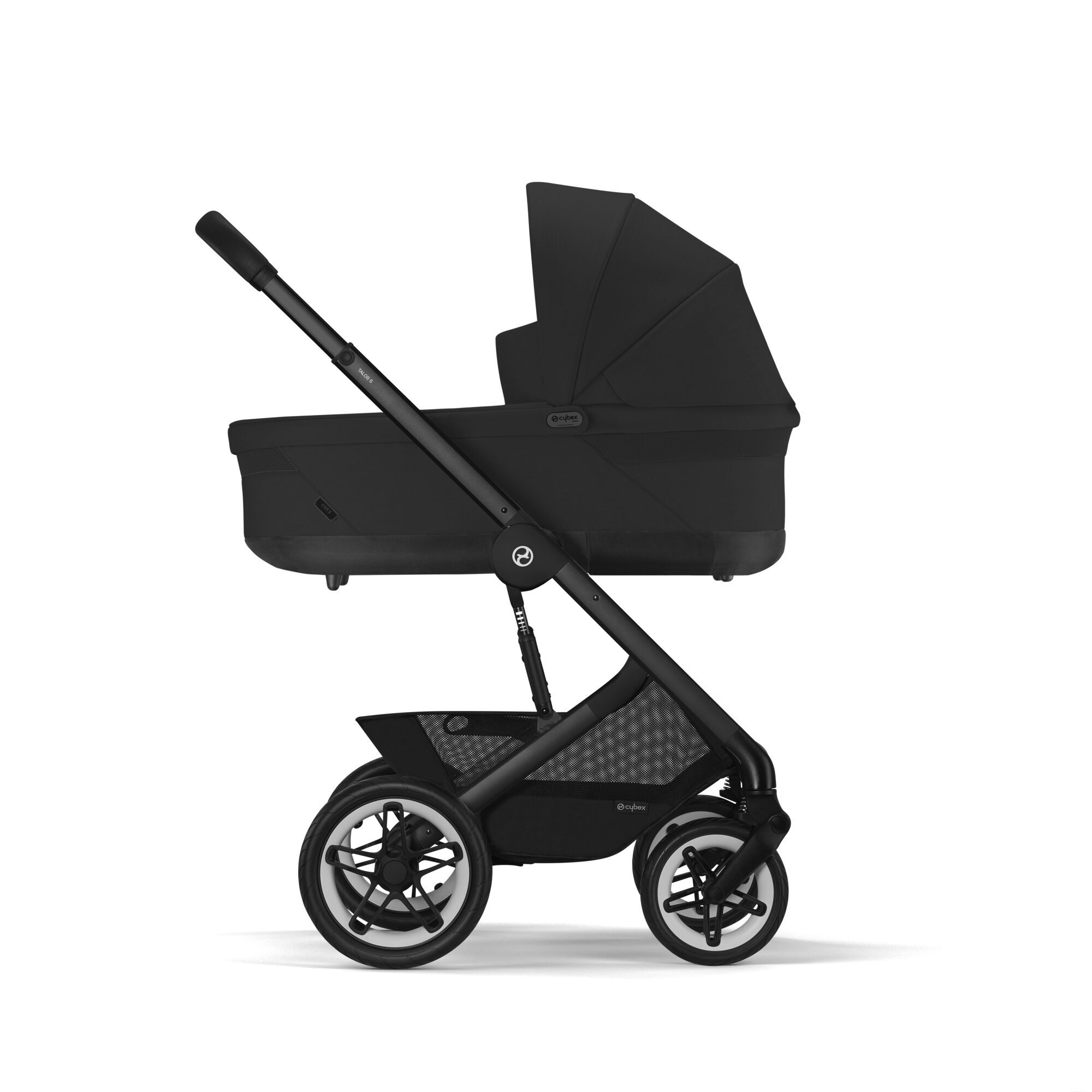 Коляска Cybex Talos S Lux BLK 2 в 1 цвет Moon Black в комплекте со спальным блоком Cot S и дождевиками