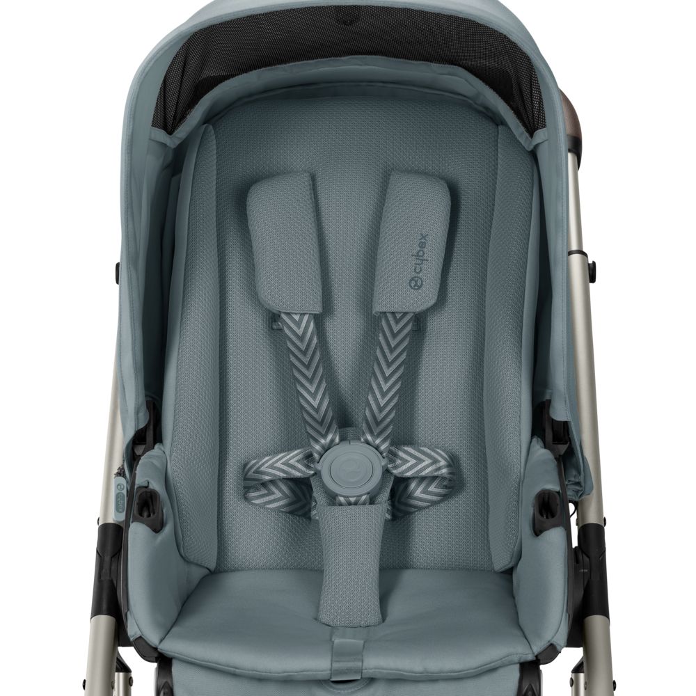 Коляска Cybex Talos S Lux BLK 2 в 1 цвет Stormy Blue в комплекте со спальным блоком Cot S и дождевиками