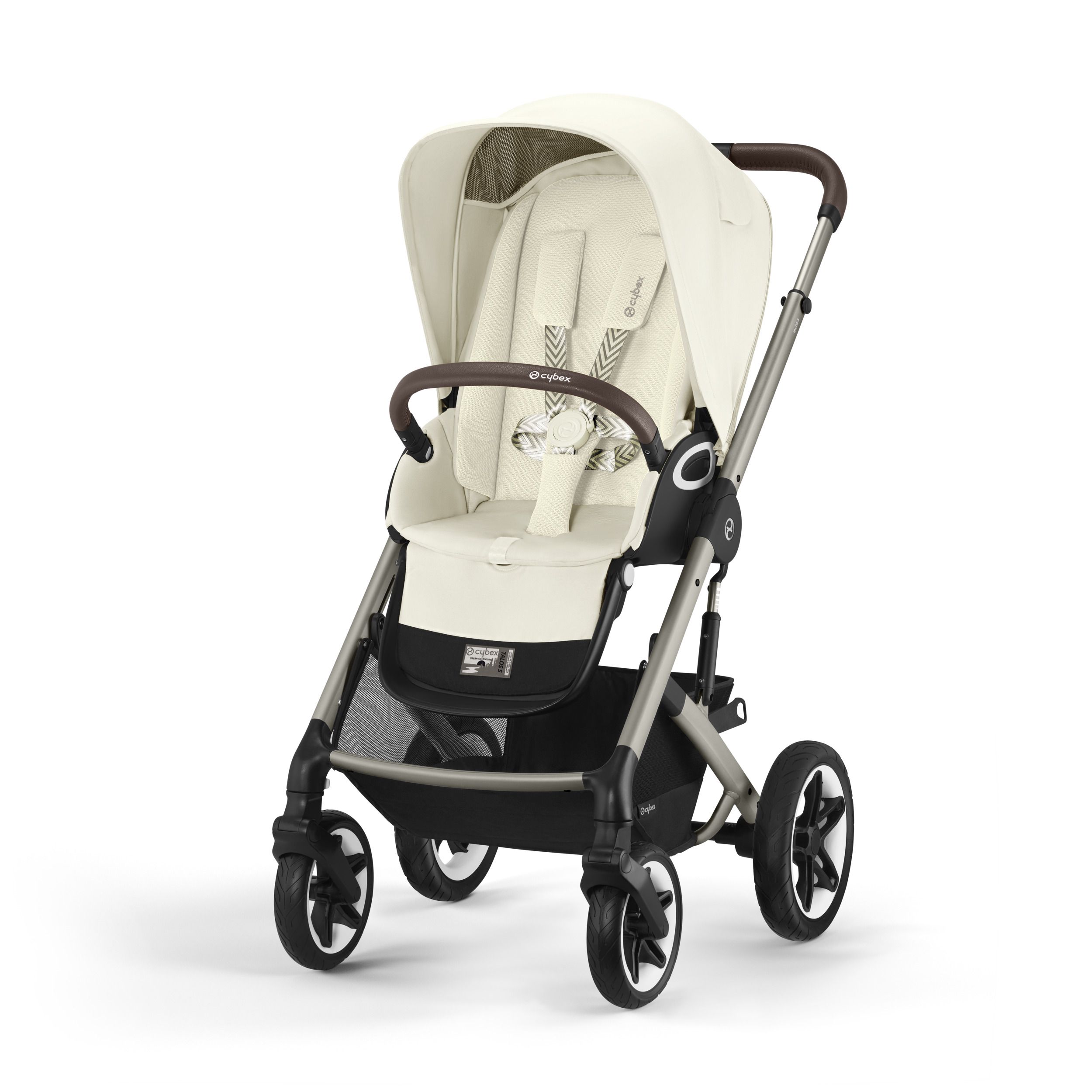 Коляска Cybex Talos S Lux BLK 2 в 1 цвет Seashell Beige в комплекте со спальным блоком Cot S и дождевиками