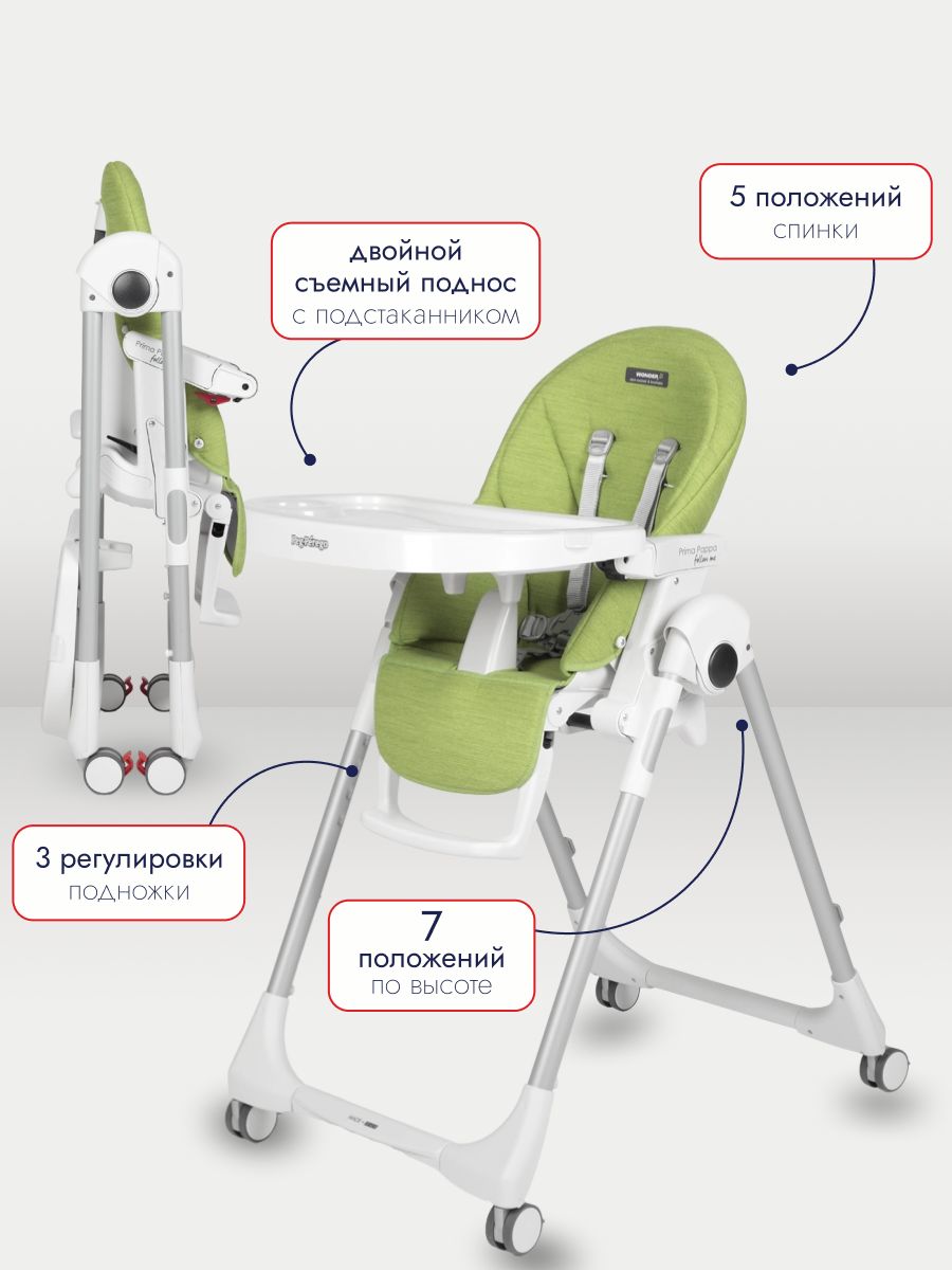Стульчик для кормления Peg-Perego Prima Pappa Follow Me, Wonder Green