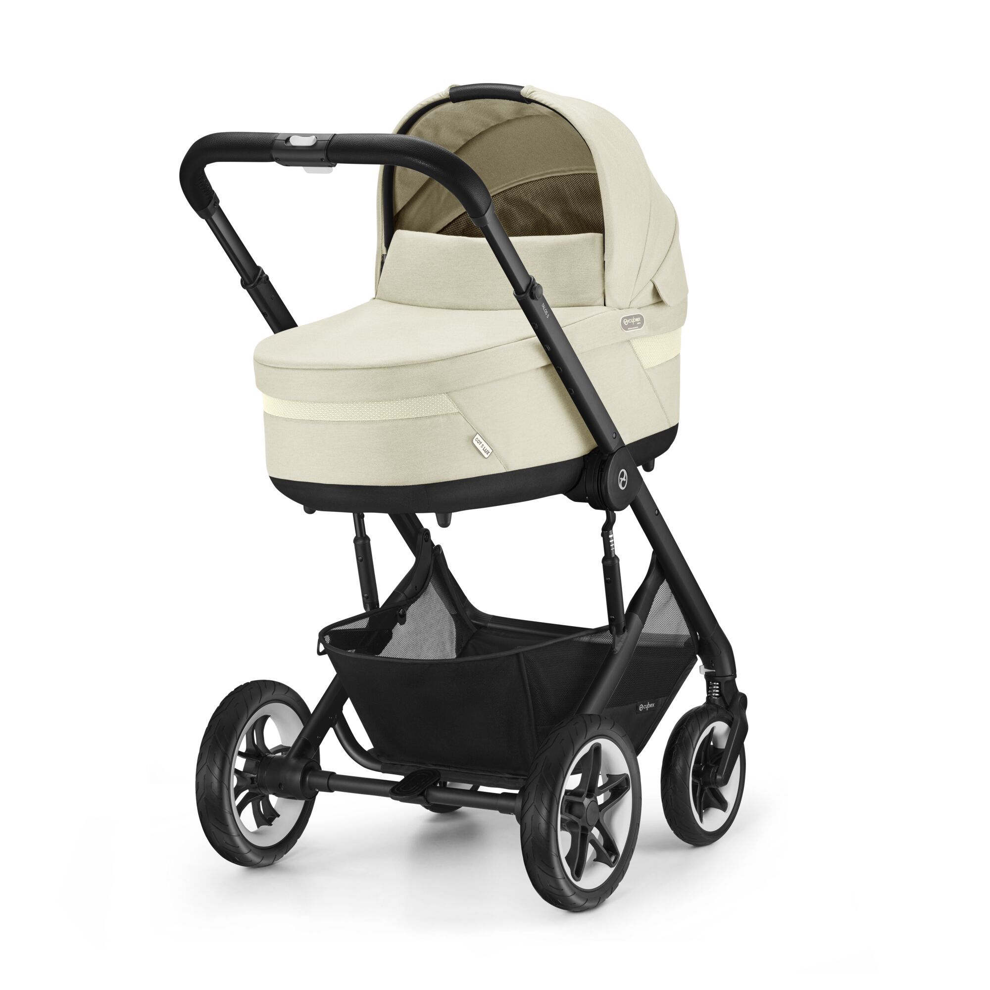 Коляска Cybex Talos S Lux BLK 2 в 1 цвет Seashell Beige в комплекте со спальным блоком Cot S и дождевиками