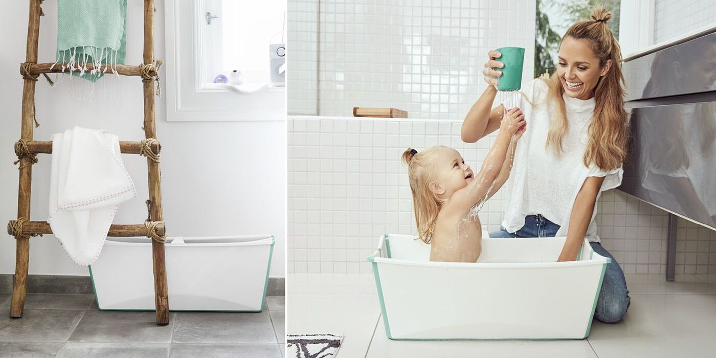 Ванночка с горкой Stokke Flexi Bath Bundle, Tub with Newborn Support White Aqua 531505