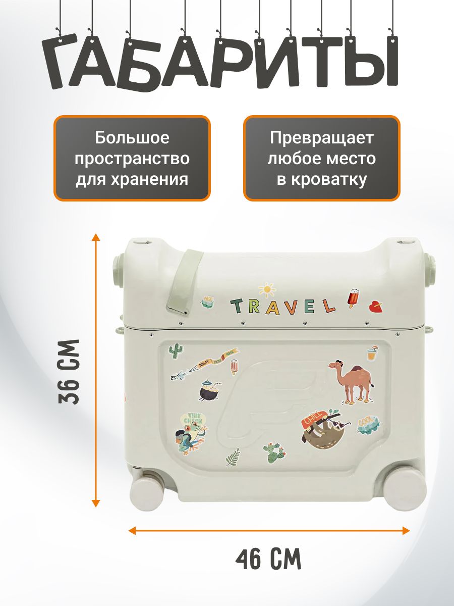 Чемодан-трансформер JetKids by Stokke BedBox V4 Sea Green, ручная кладь вместительный и компактный