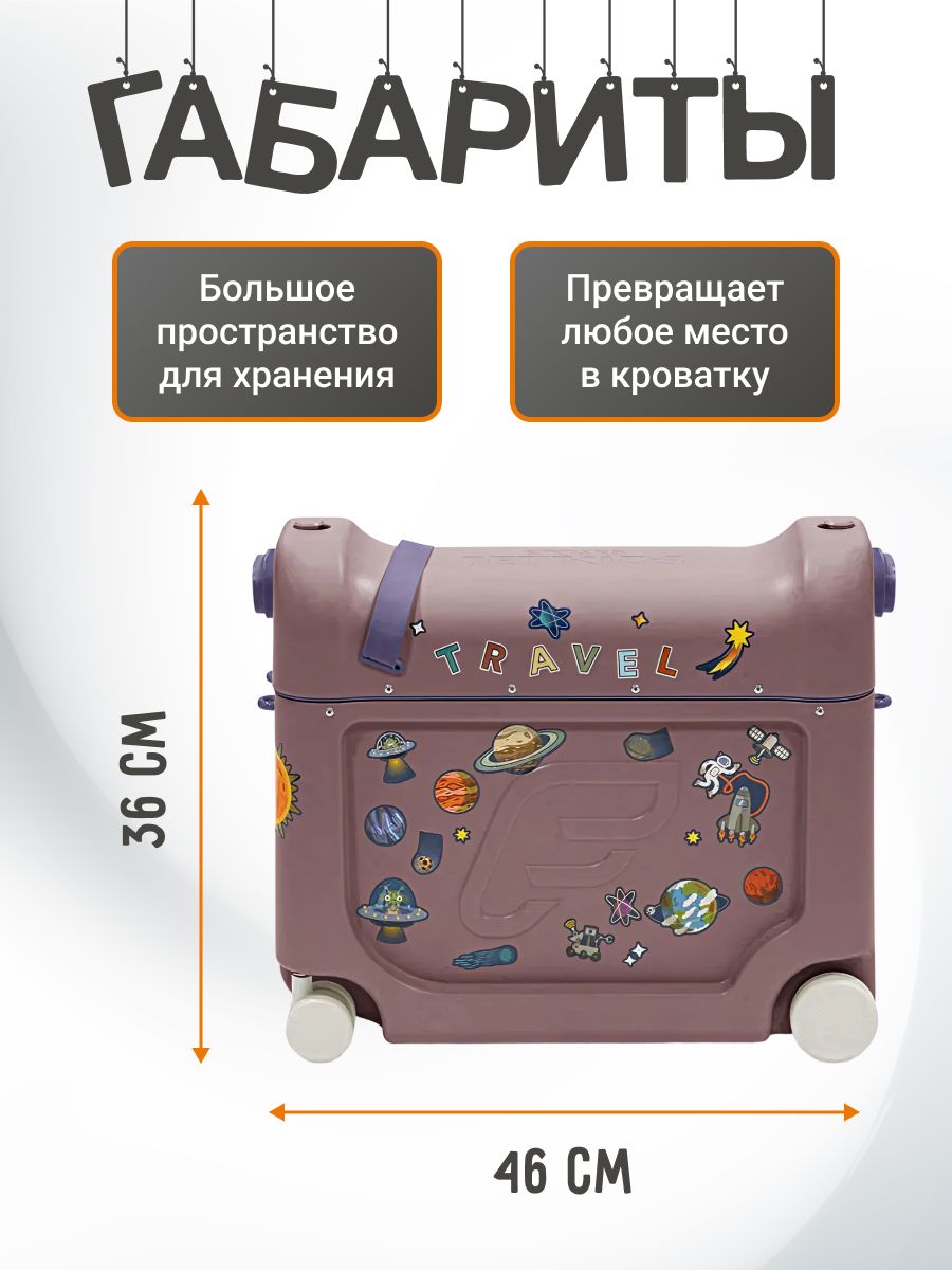 Чемодан-трансформер JetKids by Stokke BedBox V4 Hazy Lilac, ручная кладь вместительный и компактный
