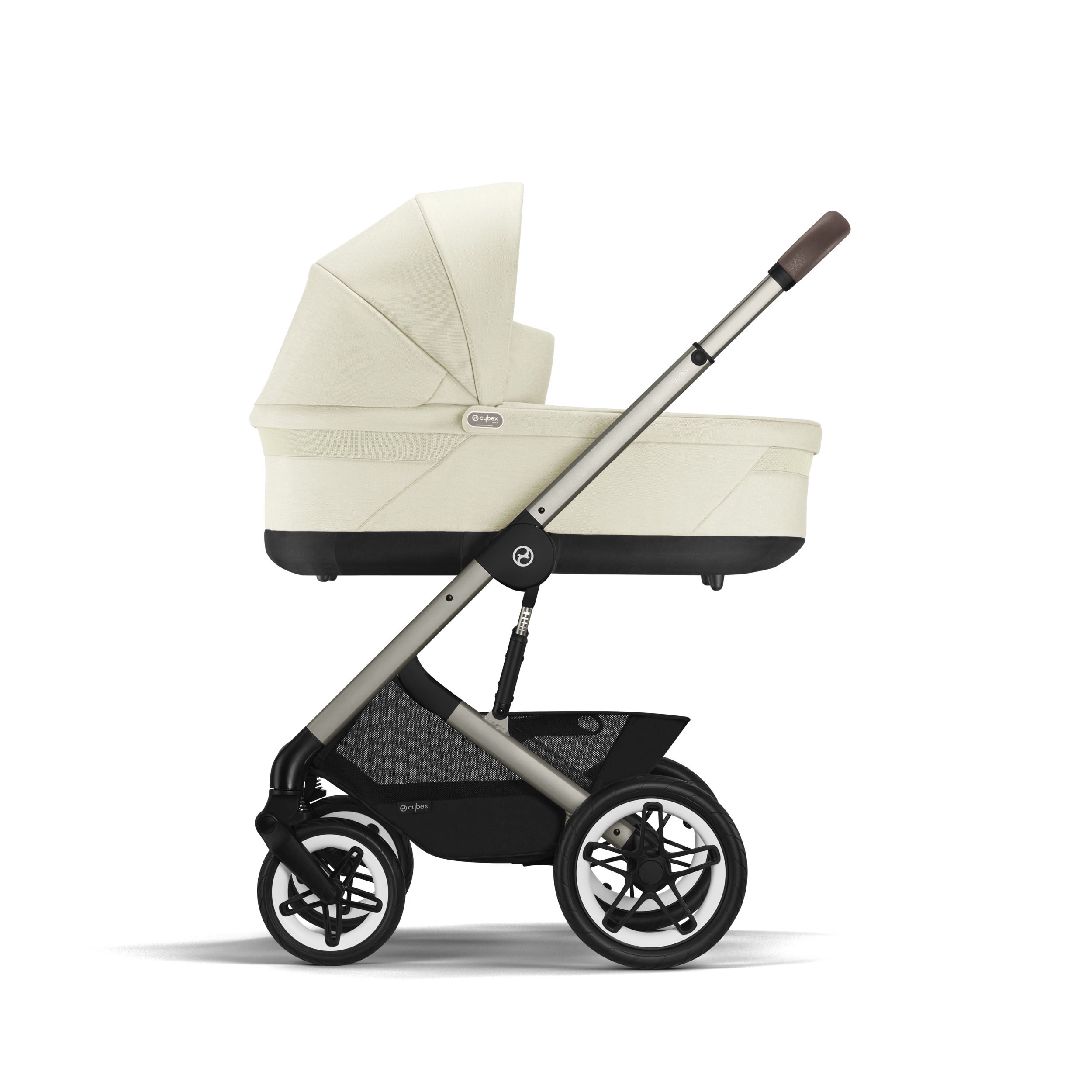 Коляска Cybex Talos S Lux BLK 2 в 1 цвет Seashell Beige в комплекте со спальным блоком Cot S и дождевиками