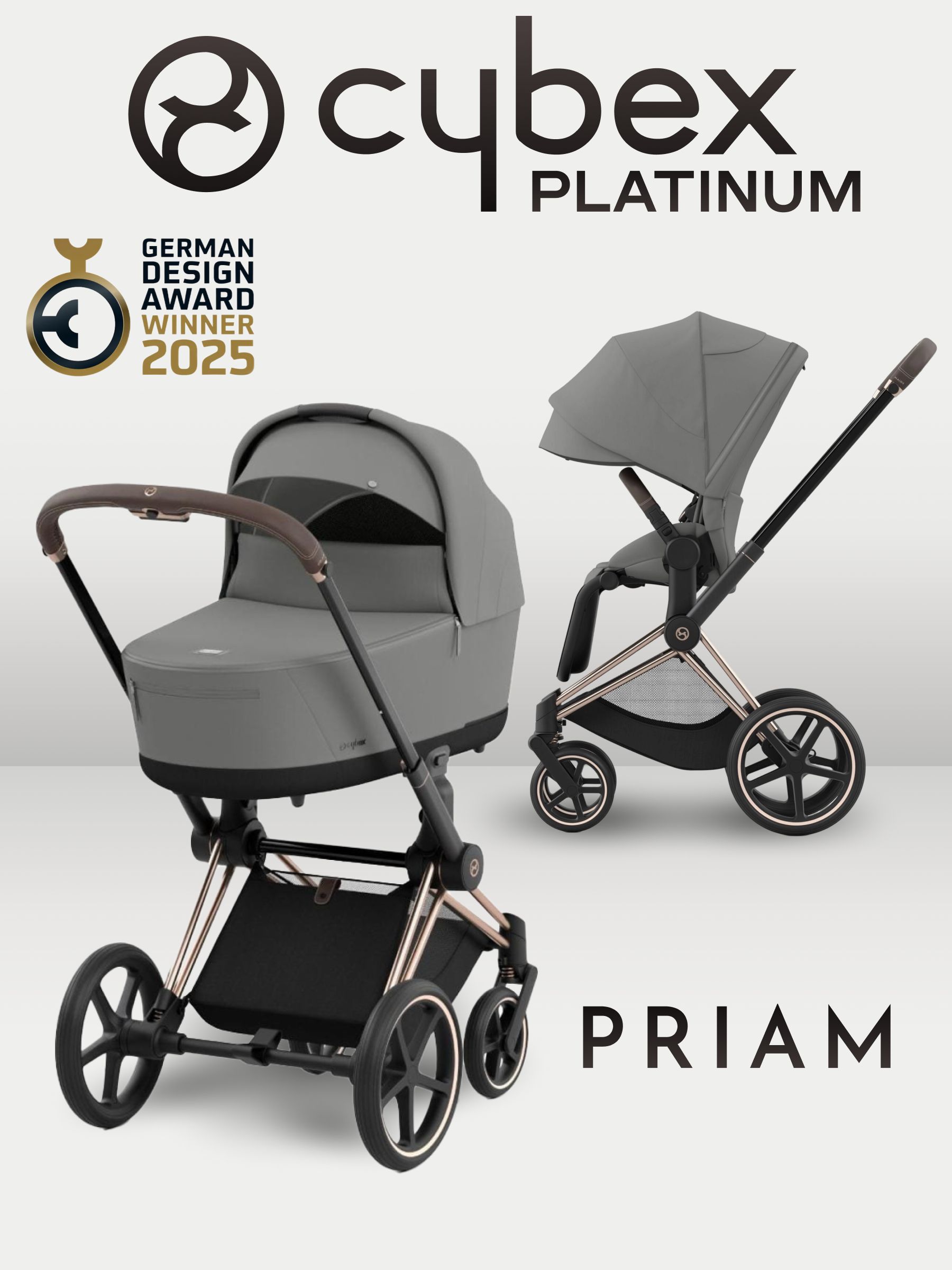 Коляска CYBEX Priam IV Rosegold 2 в 1 Mirage Grey