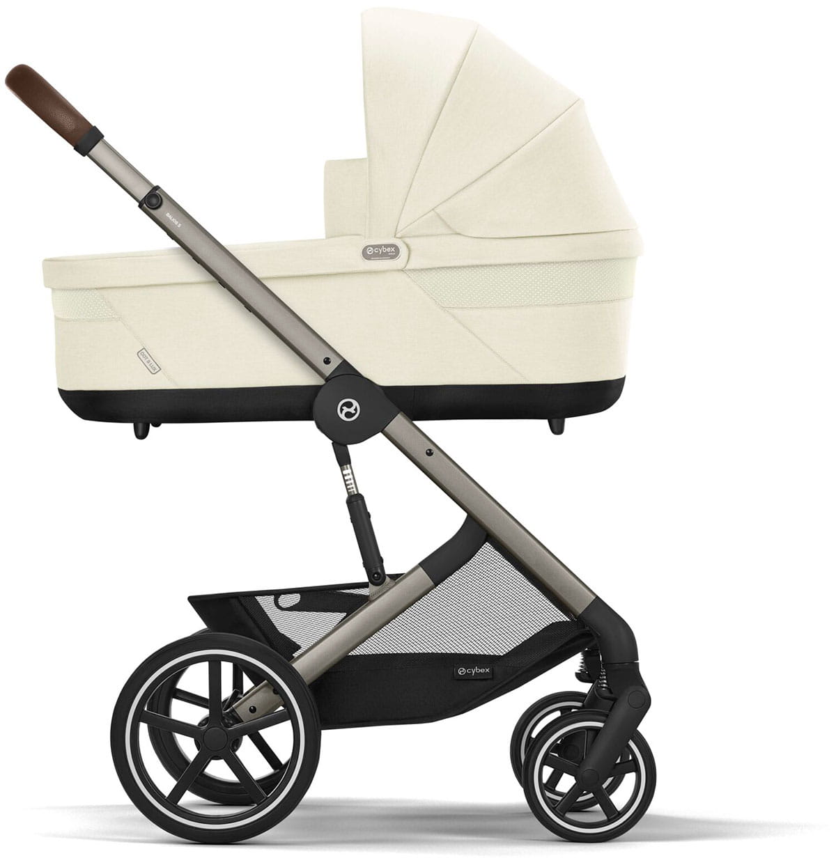 Cybex Balios S LUX NEW 3 в 1 Seashell Beige 2025 с автокреслом Aton B2 i-size Volcano Black, с дождевиком и адаптерами