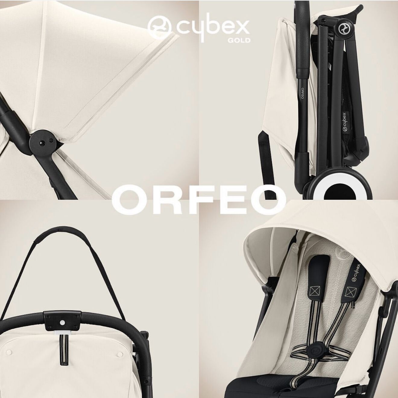 Прогулочная коляска Cybex Orfeo с дождевиком и бампером, BLK Canvas White
