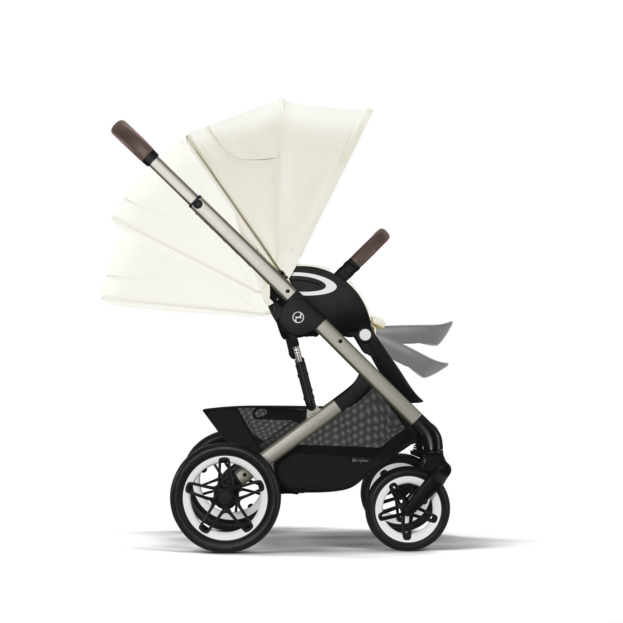 Коляска Cybex Talos S Lux BLK 2 в 1 цвет Seashell Beige в комплекте со спальным блоком Cot S и дождевиками