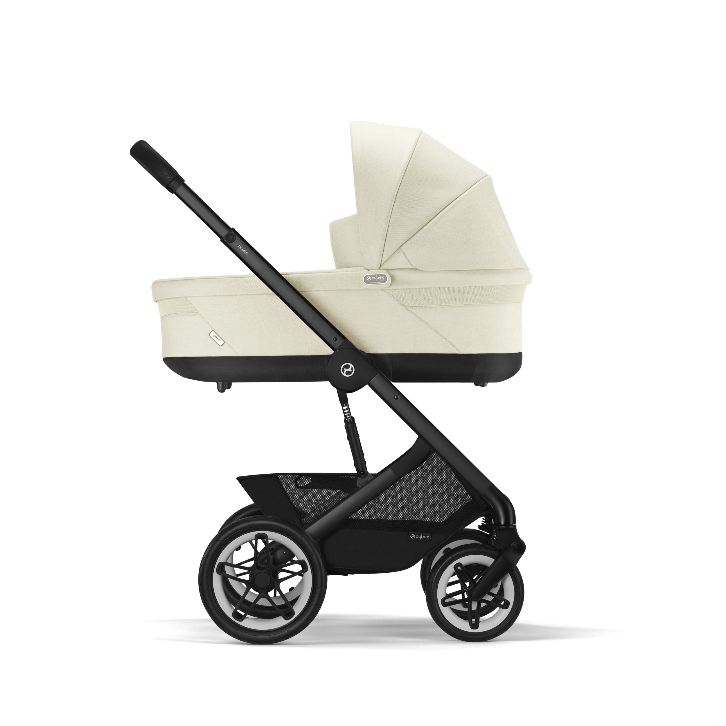 Коляска Cybex Talos S Lux BLK 2 в 1 цвет Seashell Beige в комплекте со спальным блоком Cot S и дождевиками