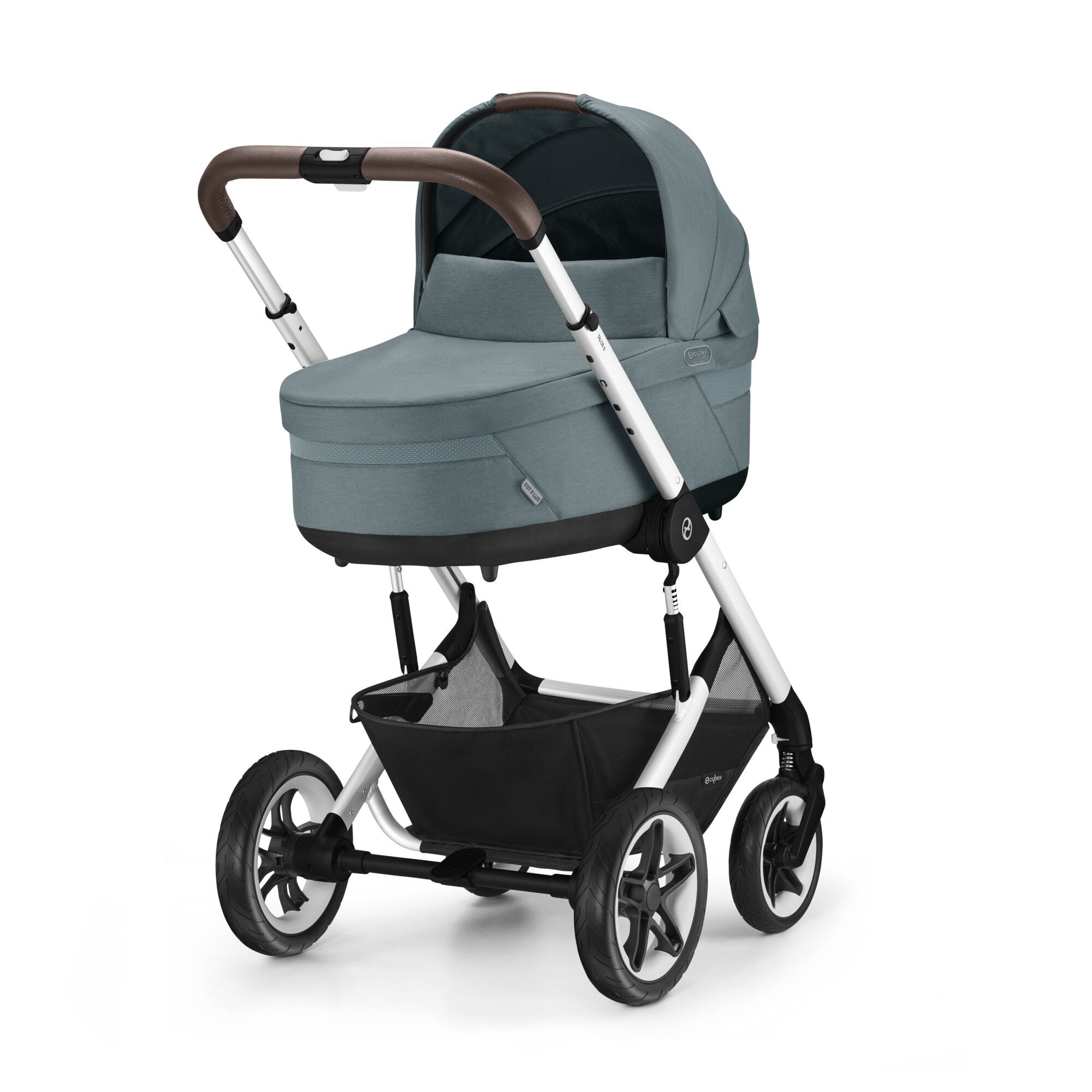 Коляска Cybex Talos S Lux BLK 2 в 1 цвет Stormy Blue в комплекте со спальным блоком Cot S и дождевиками