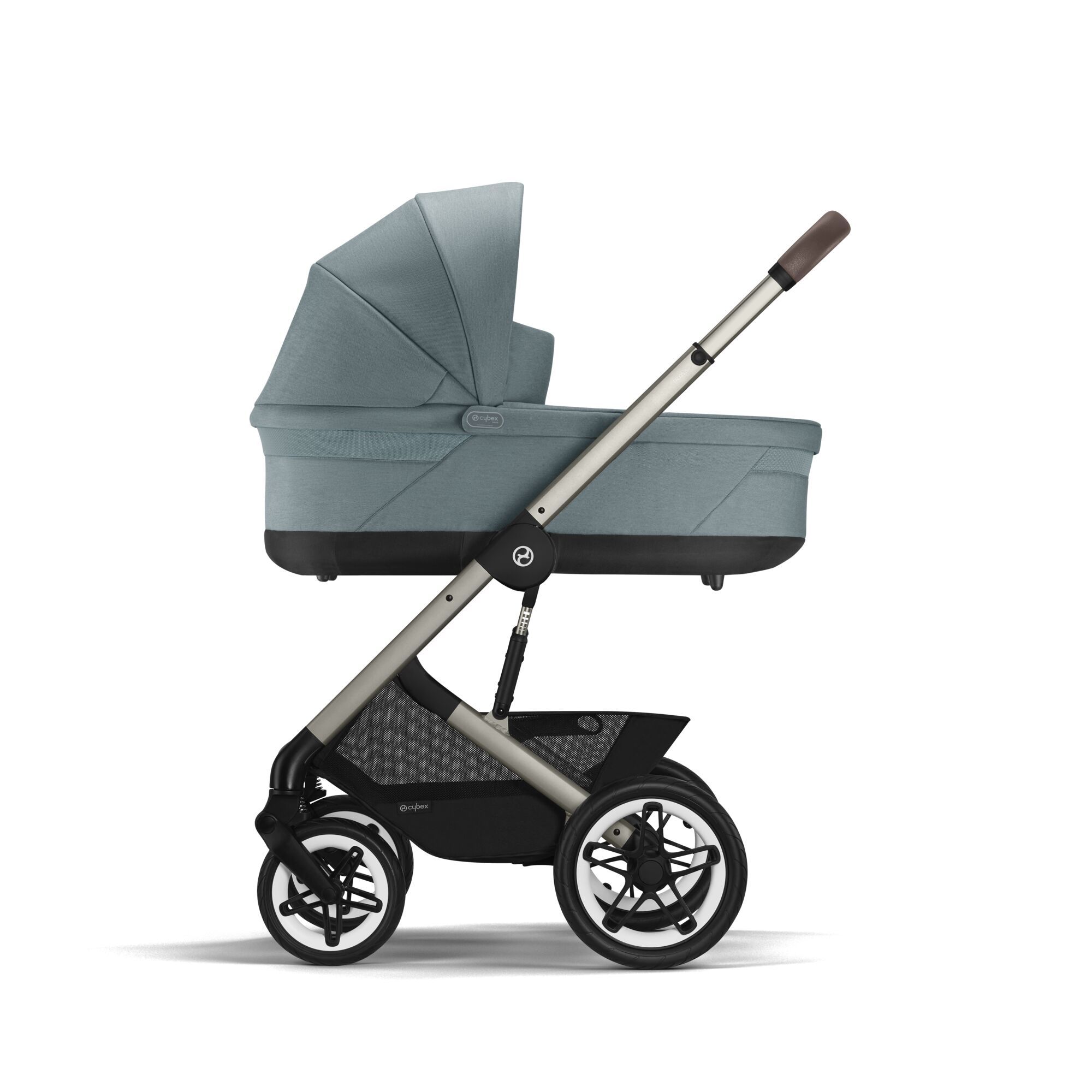 Коляска Cybex Talos S Lux BLK 2 в 1 цвет Stormy Blue в комплекте со спальным блоком Cot S и дождевиками