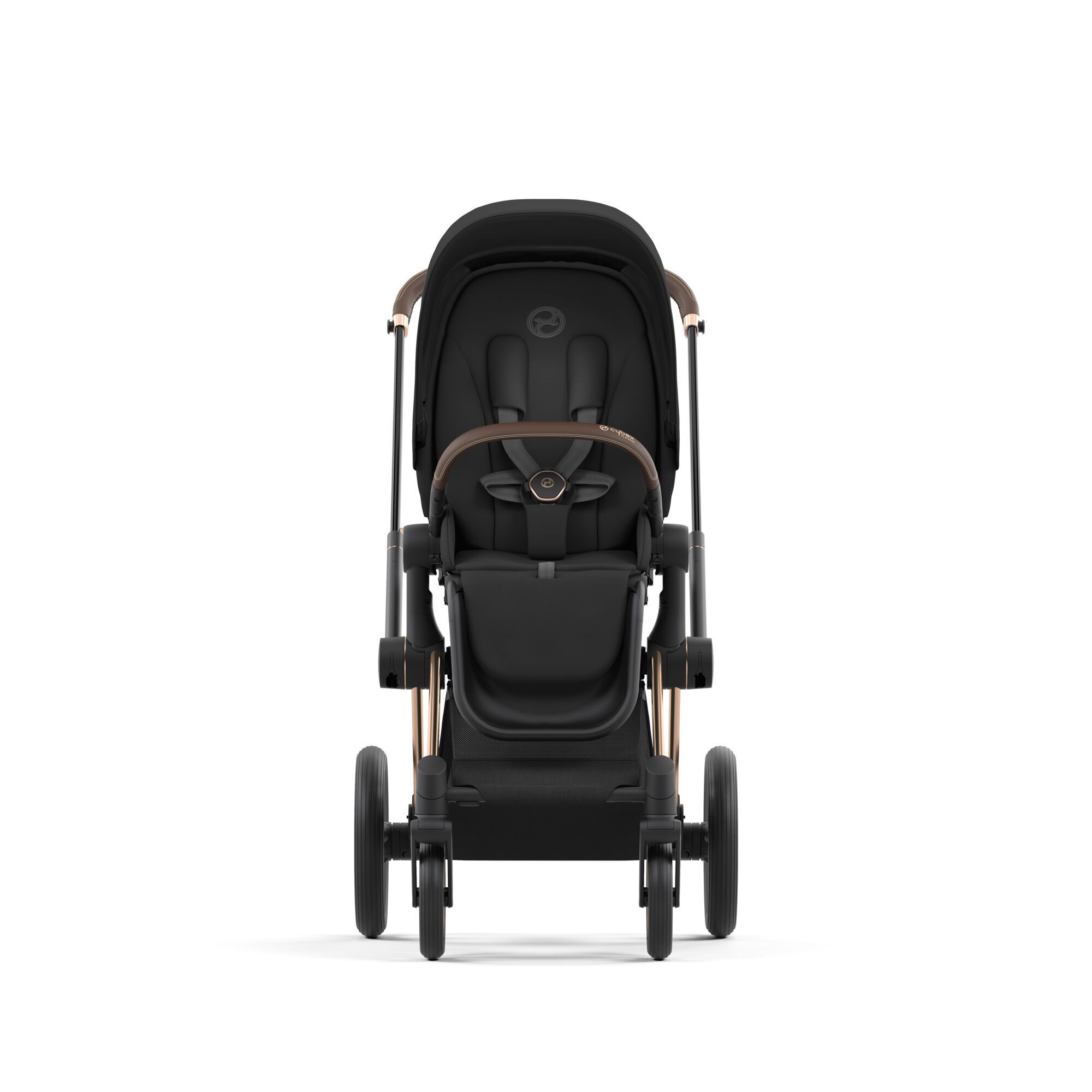 Cybex Priam IV 4 в 1 Rosegold цвет Sepia Black с автокреслом Cloud T i-Size Plus Sepia Black и базой Base T, коляска