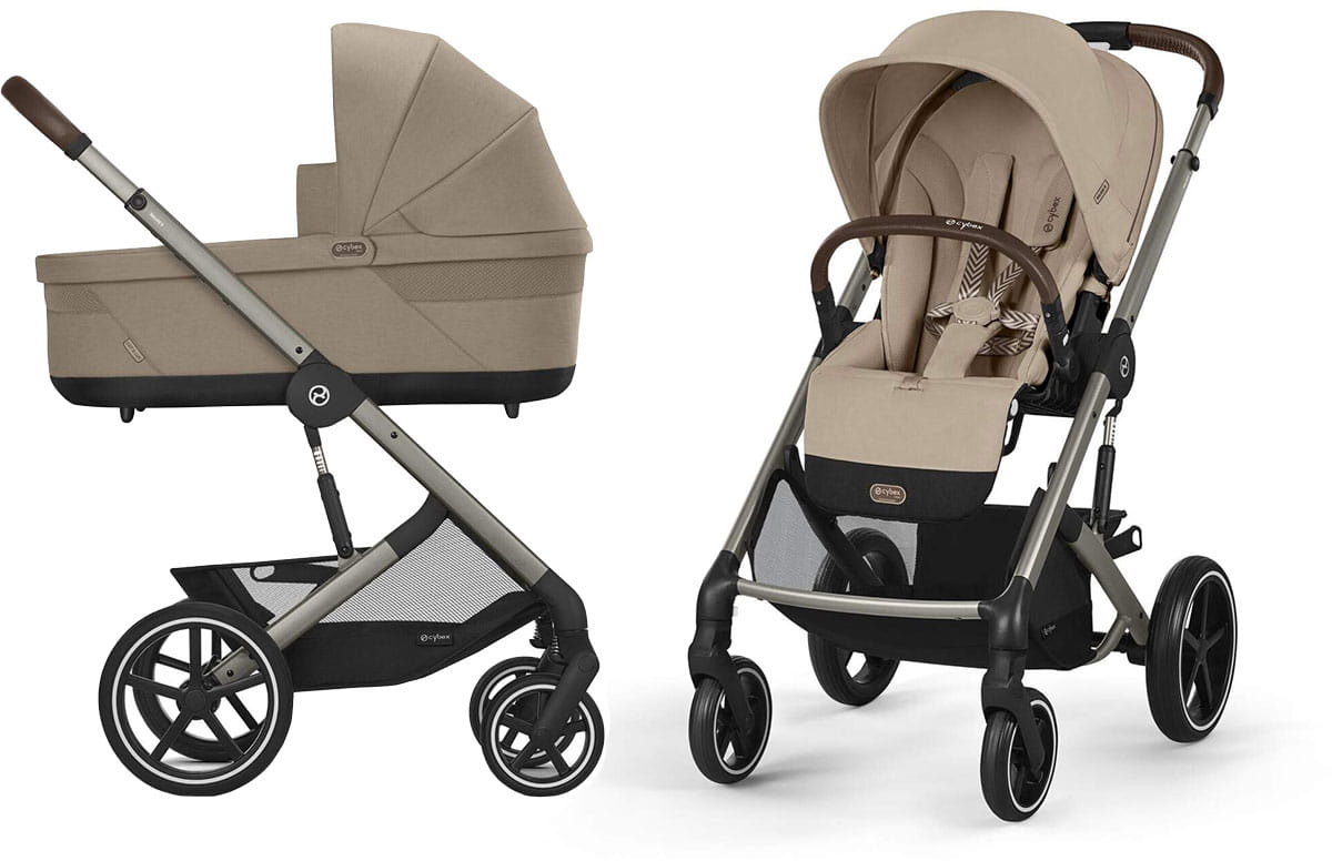 Cybex Balios S LUX NEW 3 в 1 Almond Beige 2025 с автокреслом Cybex Cloud T i-Size Plus Cozy Beige, с дождевиком и адаптерами