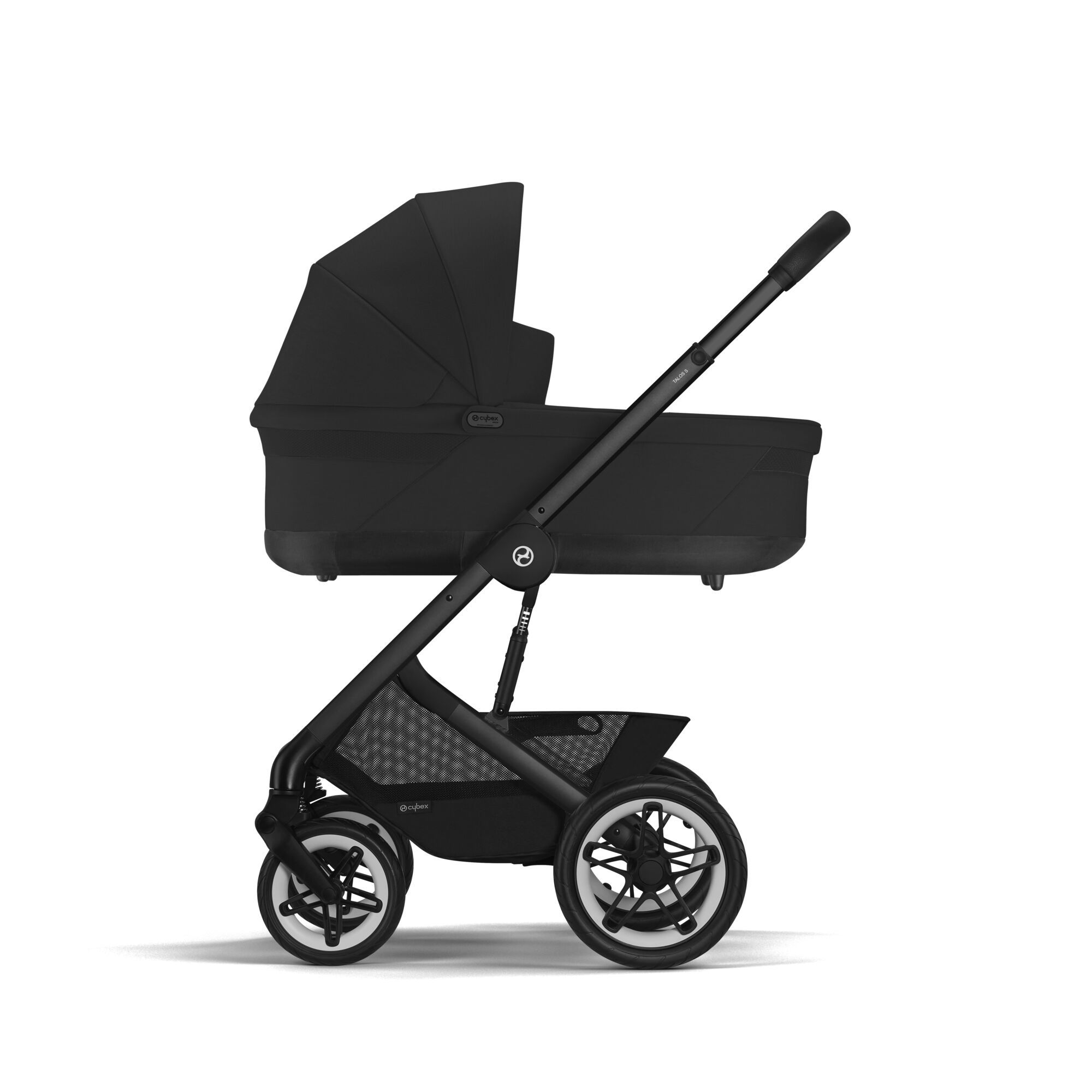 Коляска Cybex Talos S Lux BLK 2 в 1 цвет Moon Black в комплекте со спальным блоком Cot S и дождевиками