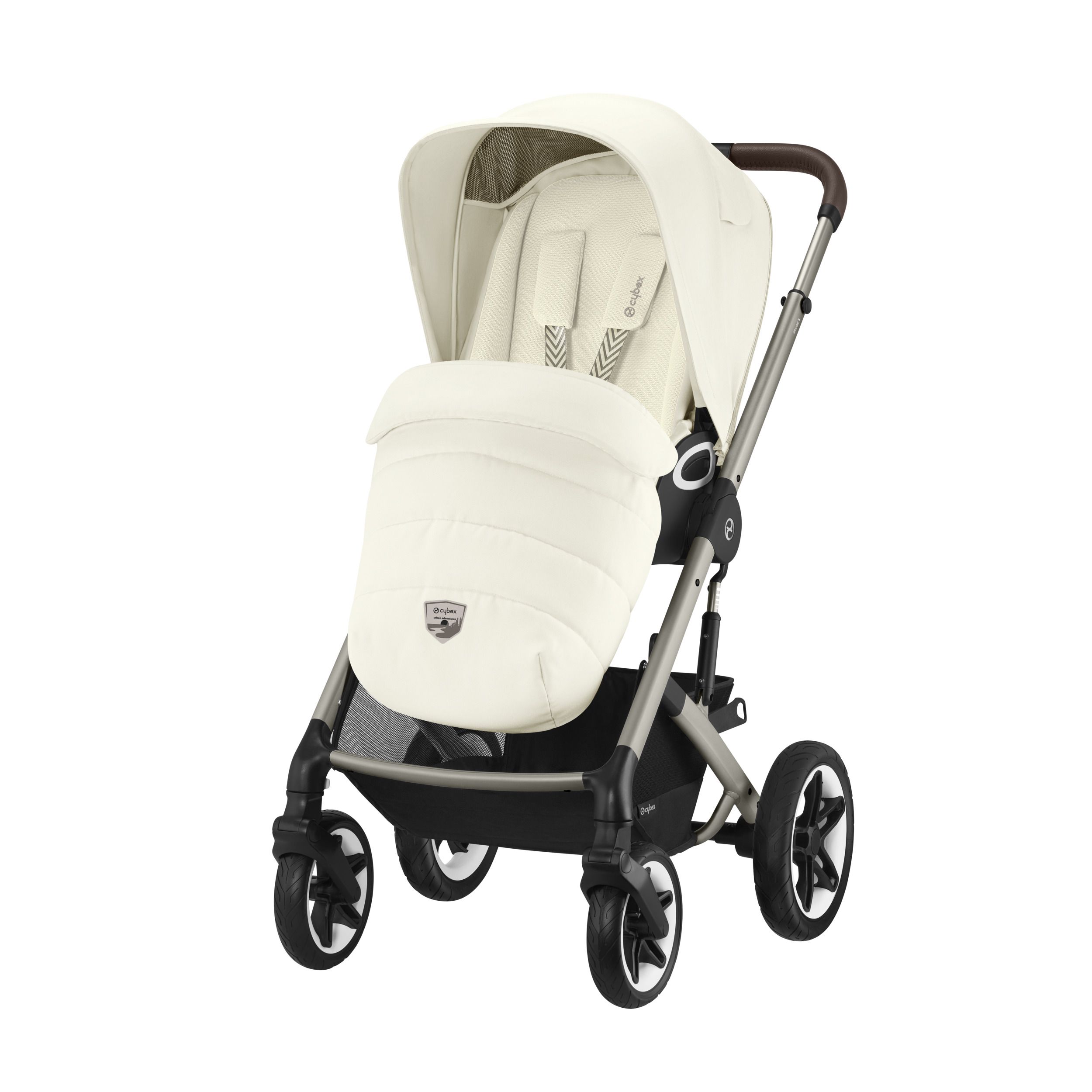 Коляска Cybex Talos S Lux BLK 2 в 1 цвет Seashell Beige в комплекте со спальным блоком Cot S и дождевиками