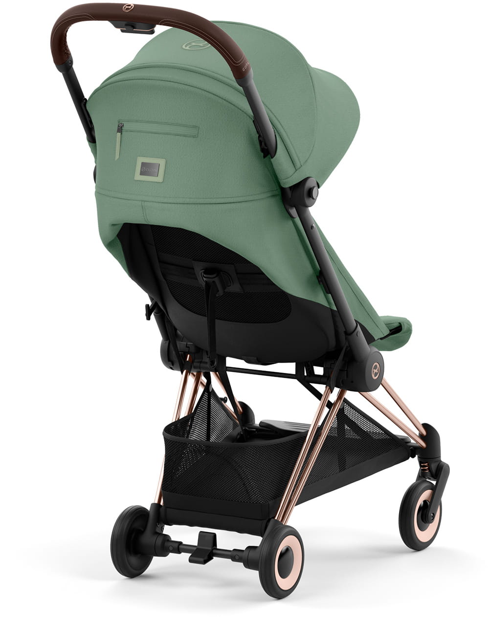 Коляска CYBEX Coya Rosegold / Leaf Green + Бампер +Дождевик