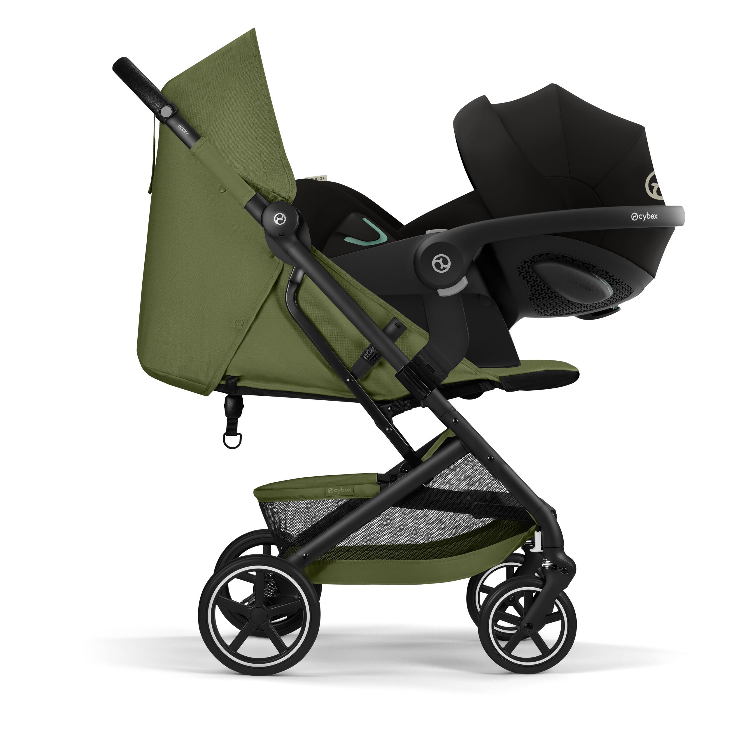 Коляска Cybex Beezy Moss Green 2026 с бампером и дождевиком