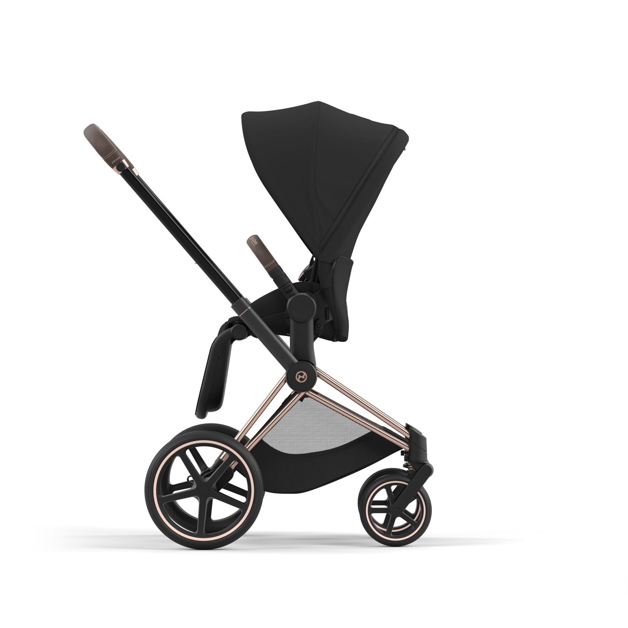 Cybex Priam IV 4 в 1 Rosegold цвет Sepia Black с автокреслом Cloud T i-Size Plus Sepia Black и базой Base T, коляска