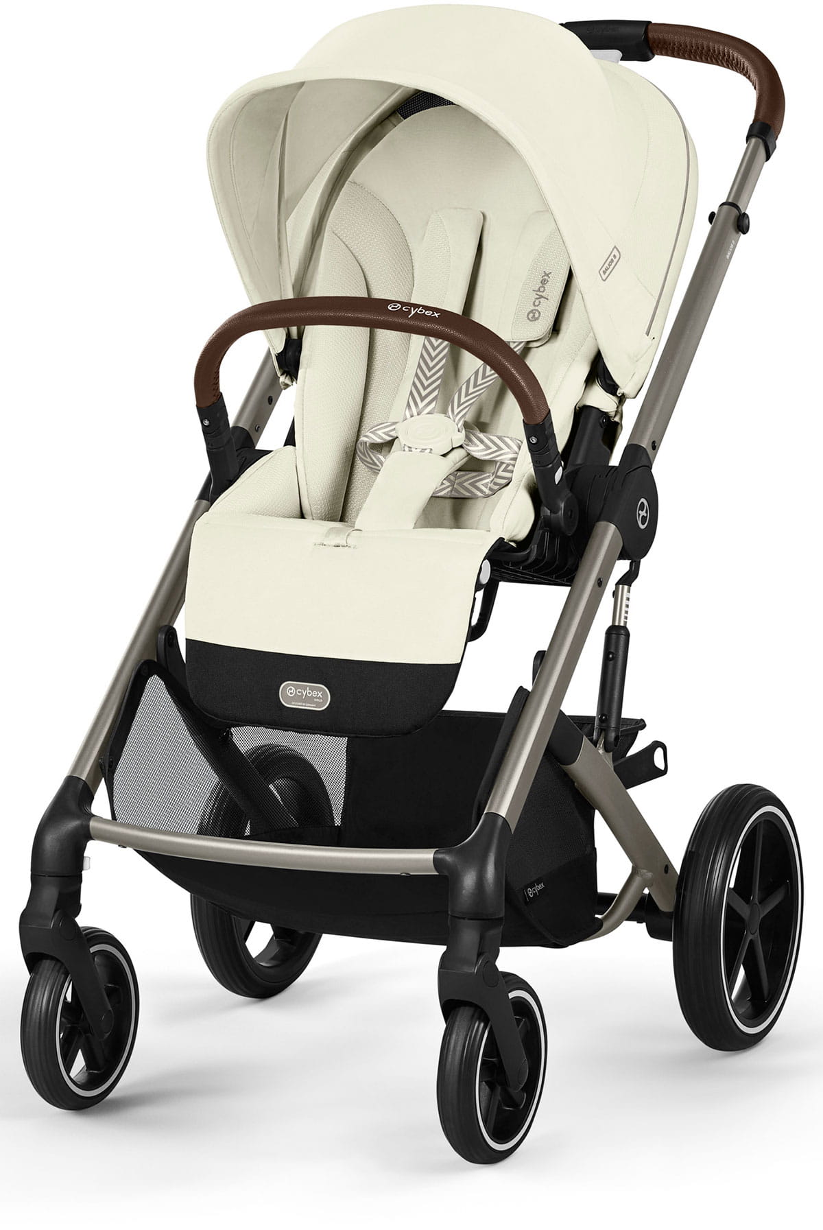 Cybex Balios S LUX NEW 3 в 1 Seashell Beige 2025 с автокреслом Aton B2 i-size Volcano Black, с дождевиком и адаптерами