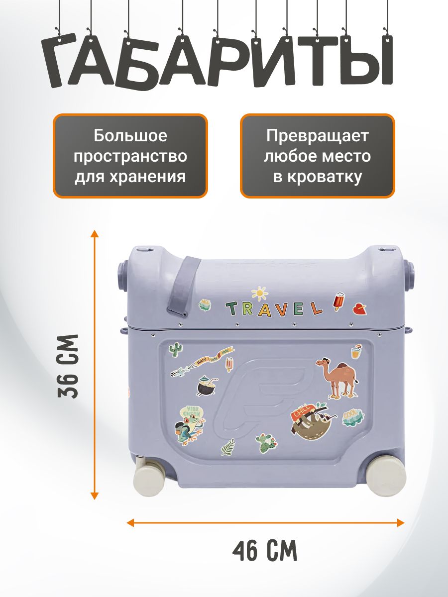 Чемодан-трансформер JetKids by Stokke BedBox V4 Arctic Blue, ручная кладь вместительный и компактный