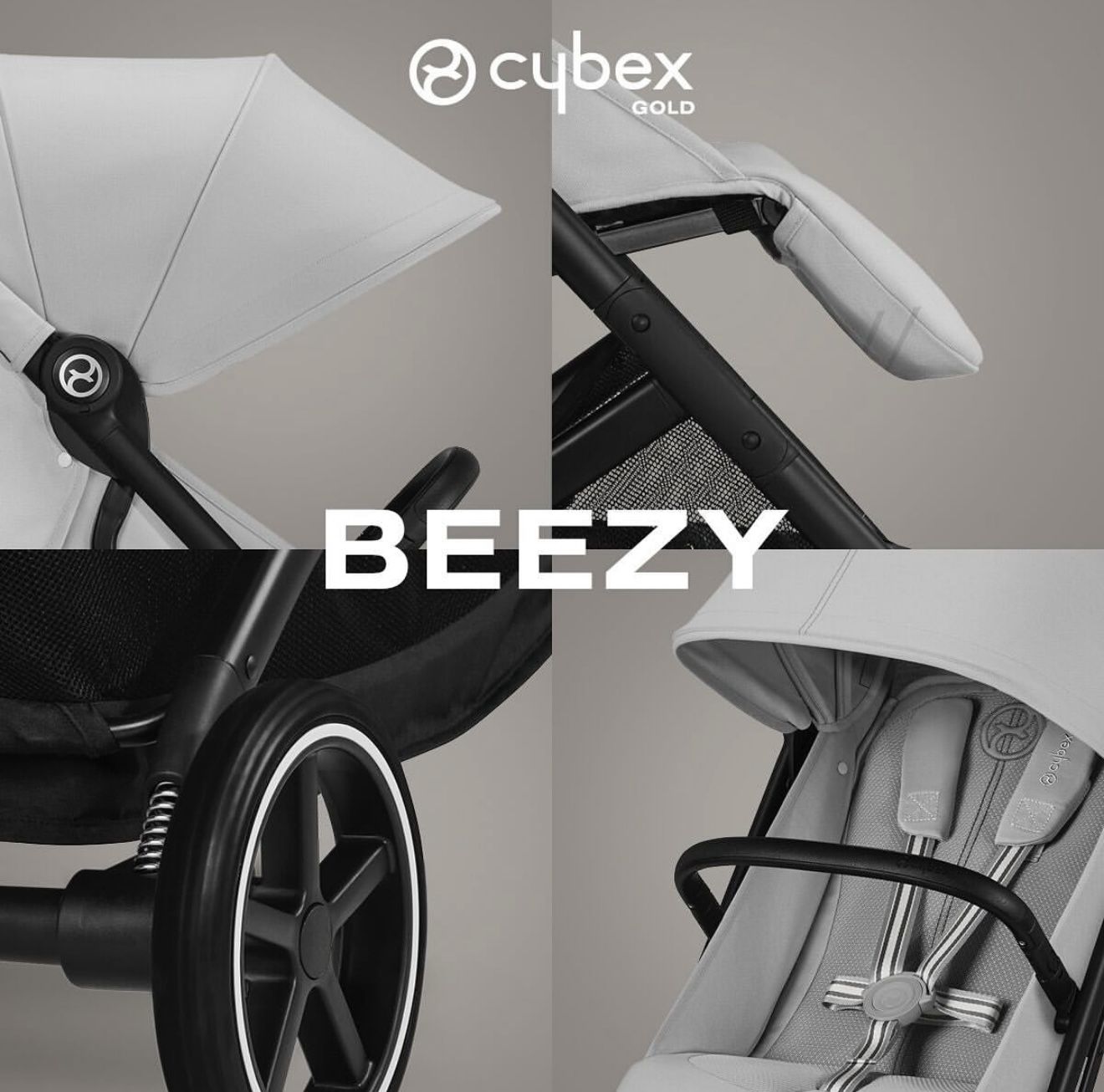 Коляска Cybex Beezy Fog Grey 2026 с бампером и дождевиком