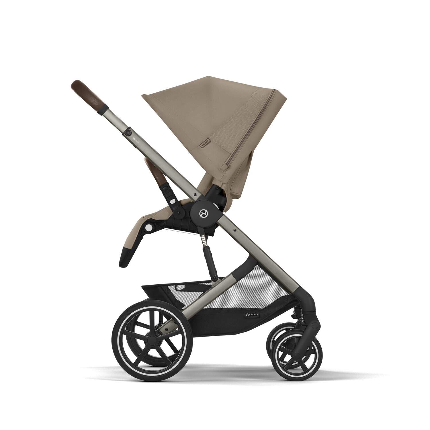 Коляска прогулочная Cybex Balios S LUX NEW Almond Beige с накидкой для ног и дождевиком