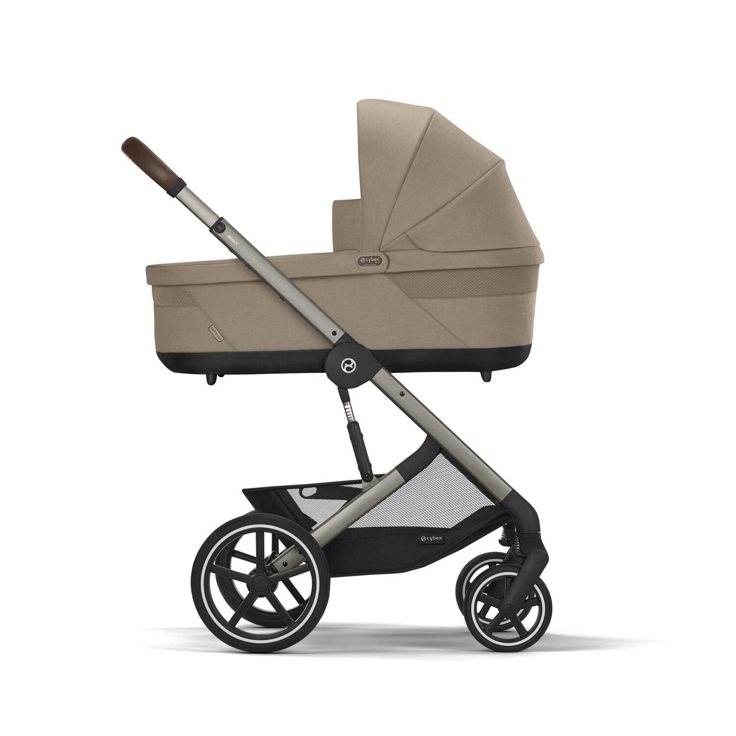 Коляска прогулочная Cybex Balios S LUX NEW Almond Beige с накидкой для ног и дождевиком