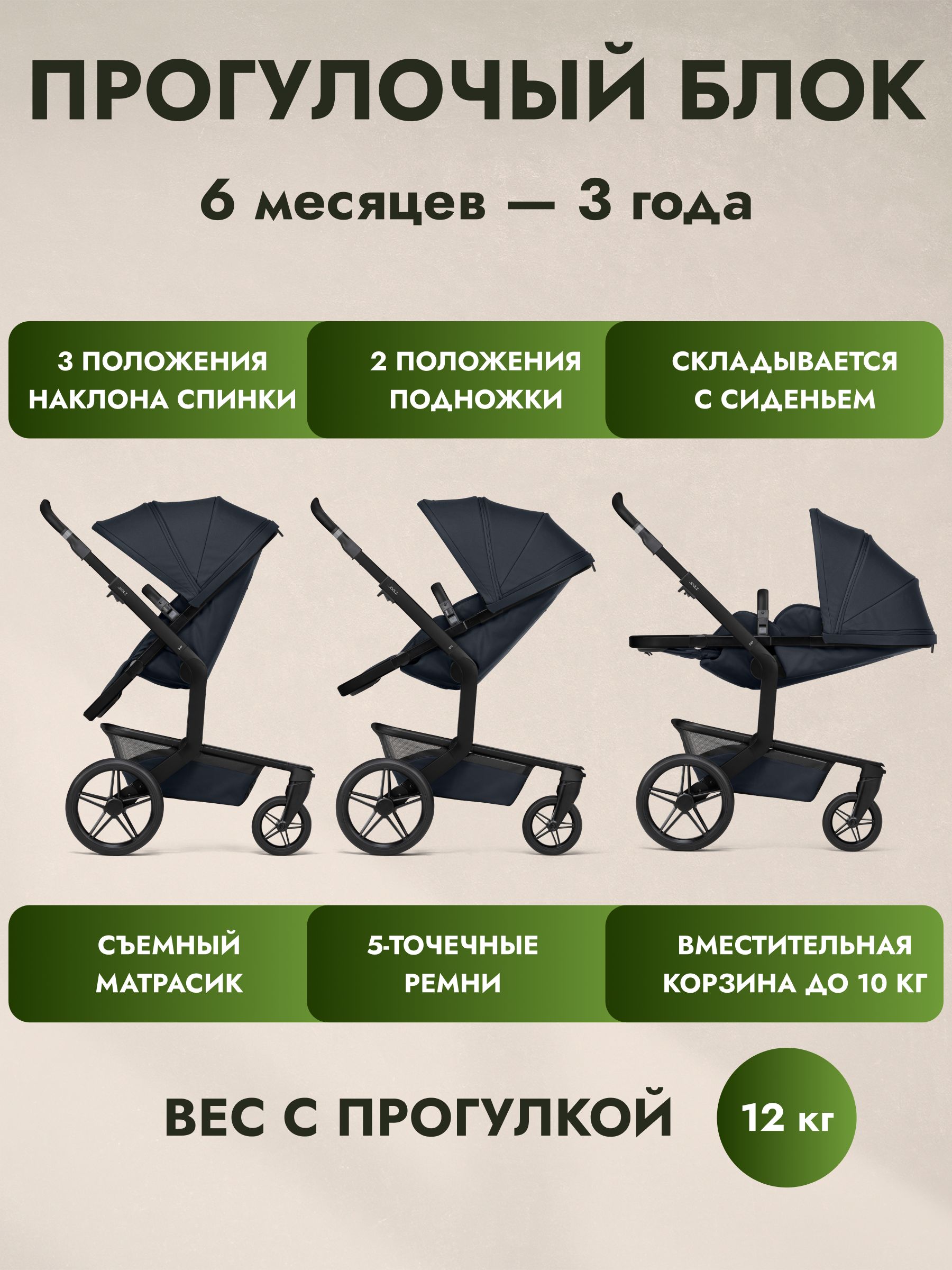 Коляска 2 в 1 JOOLZ DAY5 Dark Navy Blue + Дождевик