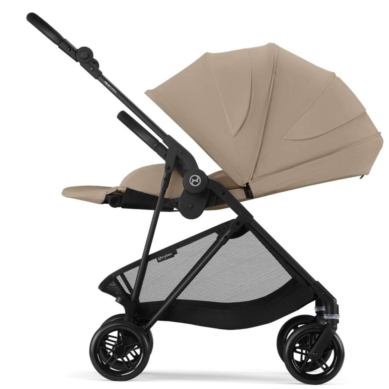 Коляска прогулочная Cybex Melio Carbon Almond Beige с дождевиком