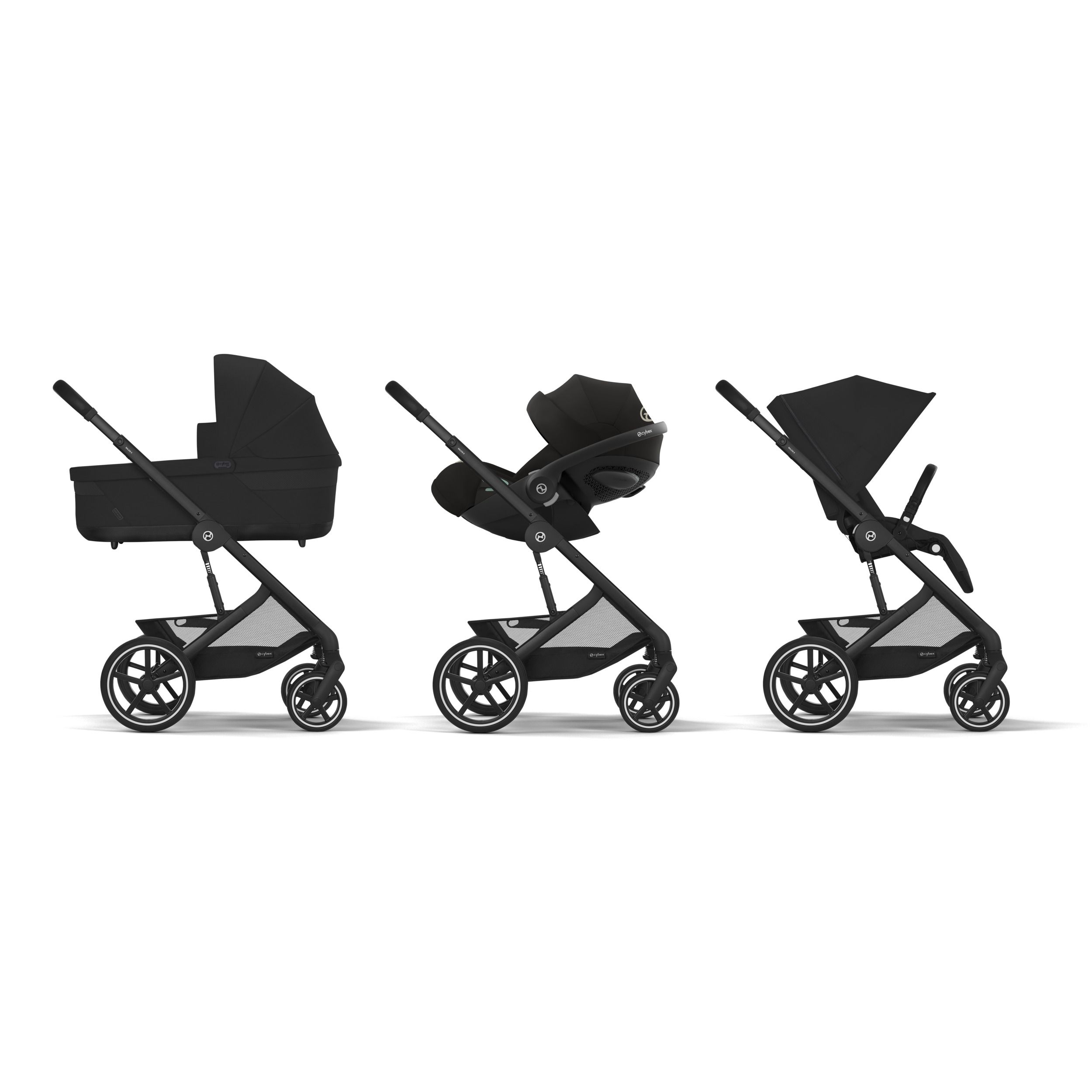 Cybex Balios S LUX NEW 3 в 1 Moon Black 2025 с автокреслом Cybex Cloud T i-Size Sepia Black, с дождевиком и адаптерами