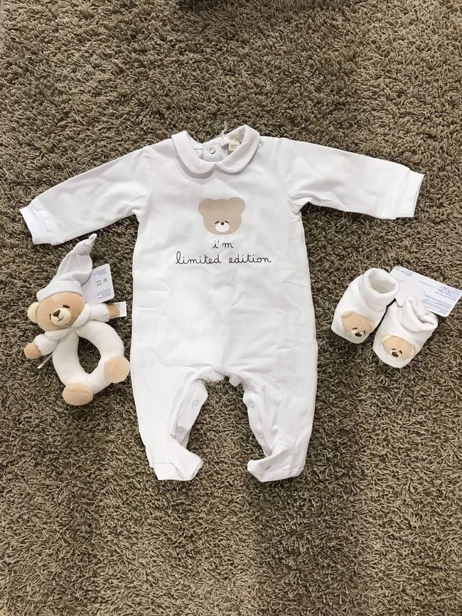 Подарочный набор Nanan "La mamma mi ha fatto bellissimo" 3 ед. белый 1 мес